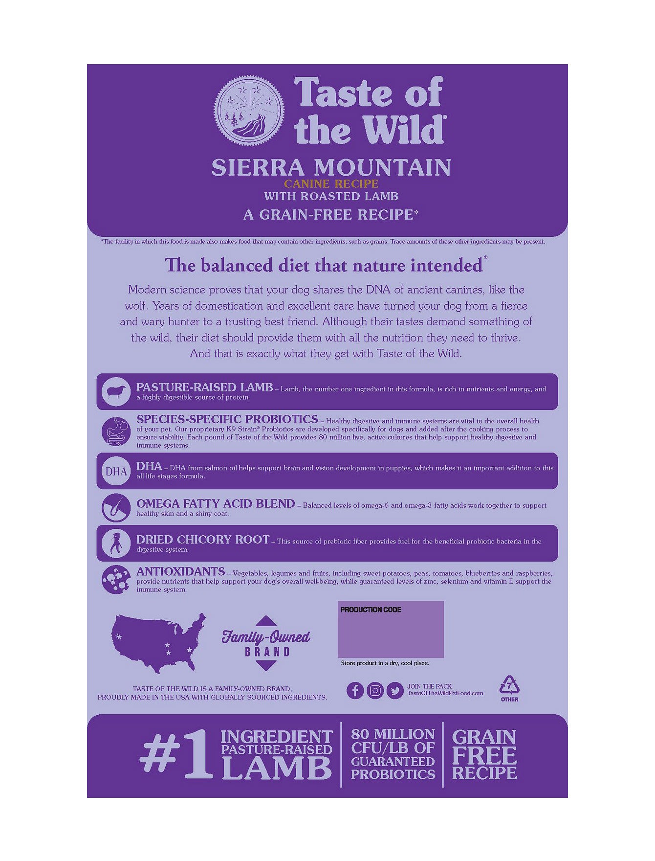 Taste of the Wild Dog 2kg Sierra Mountain Roasted Lamb Dry Dog Food image 2