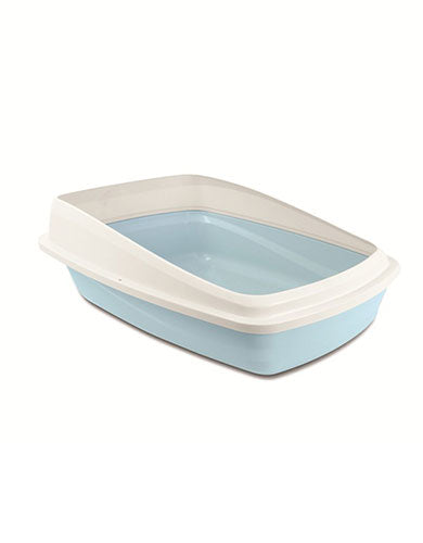 Catit Rimmed Cat Pan with Blue Base and Cool Grey Rim Large image 2