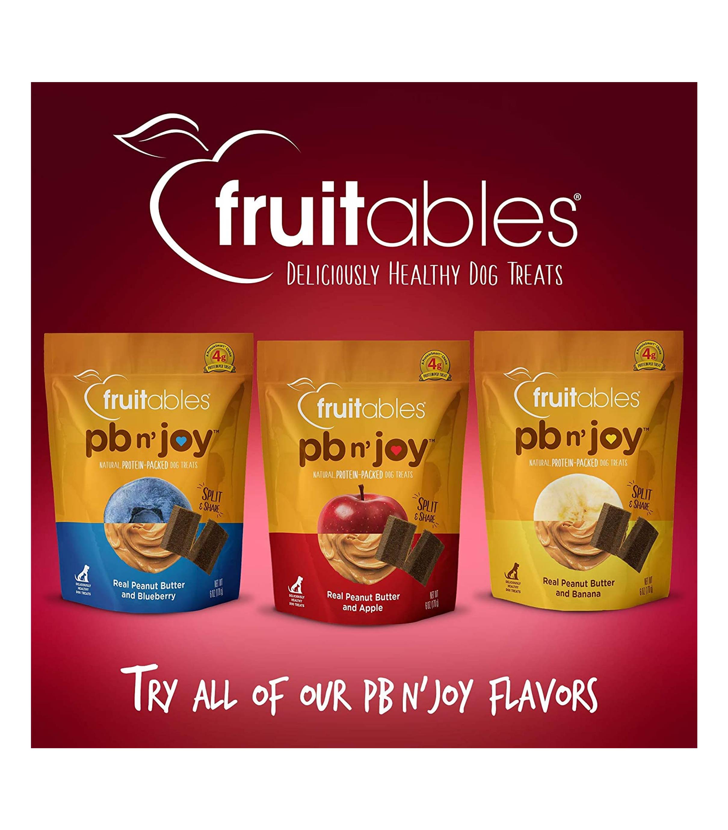 Fruitables Dog 6oz PB N' Joy Peanut Butter & Apple Bar Dog Treats image 5