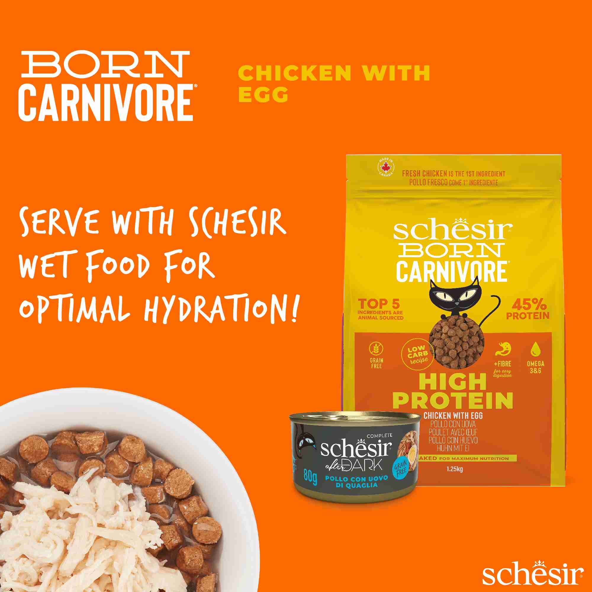 Schesir Cat 255g Born Carnivore Chicken with Egg Baked Dry Recipe Dry Cat Food image 4
