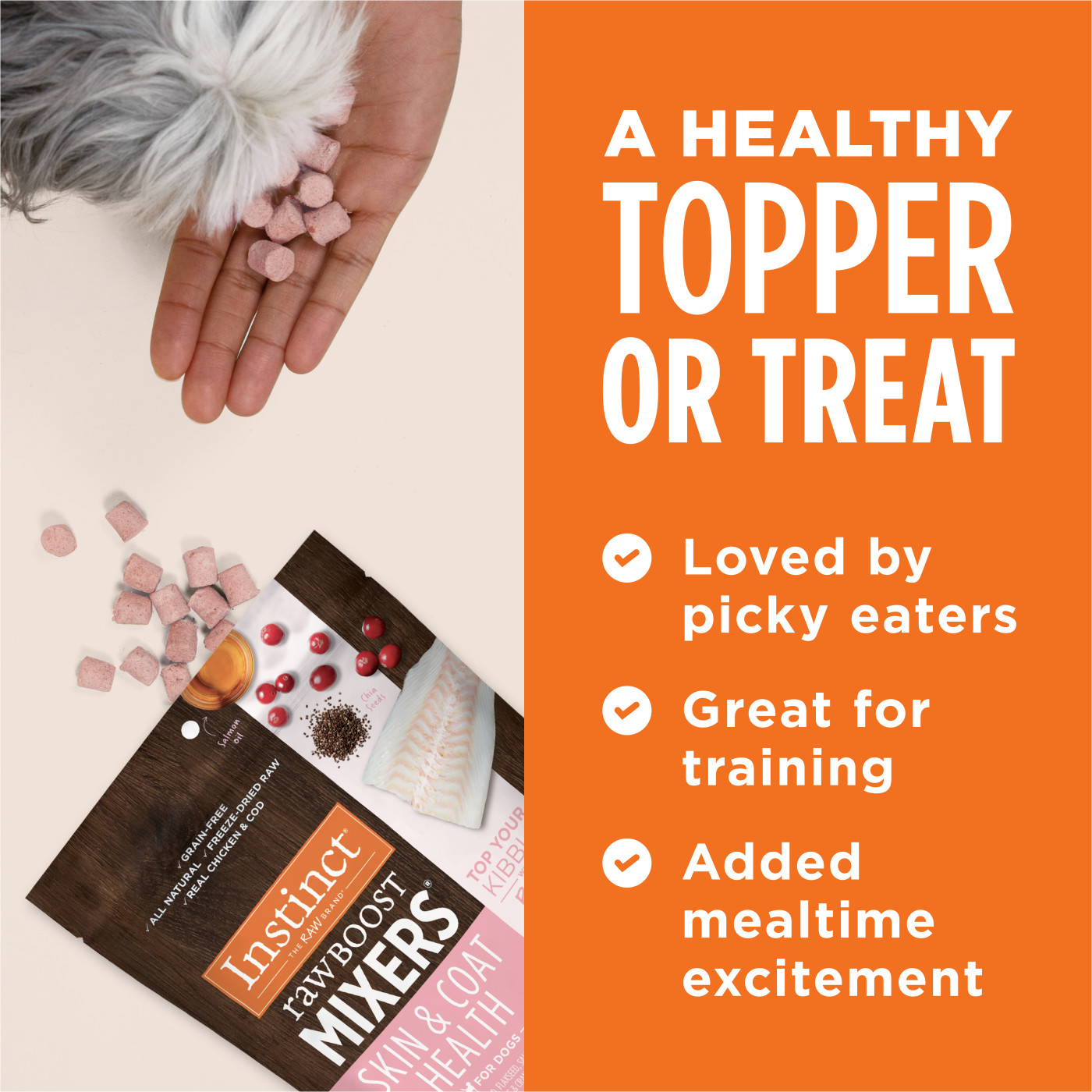 Instinct Freeze Dried Raw Boost Mixers Dog 5.5oz Grain Free Skin & Coat Recipe Dog Food Topper image 5