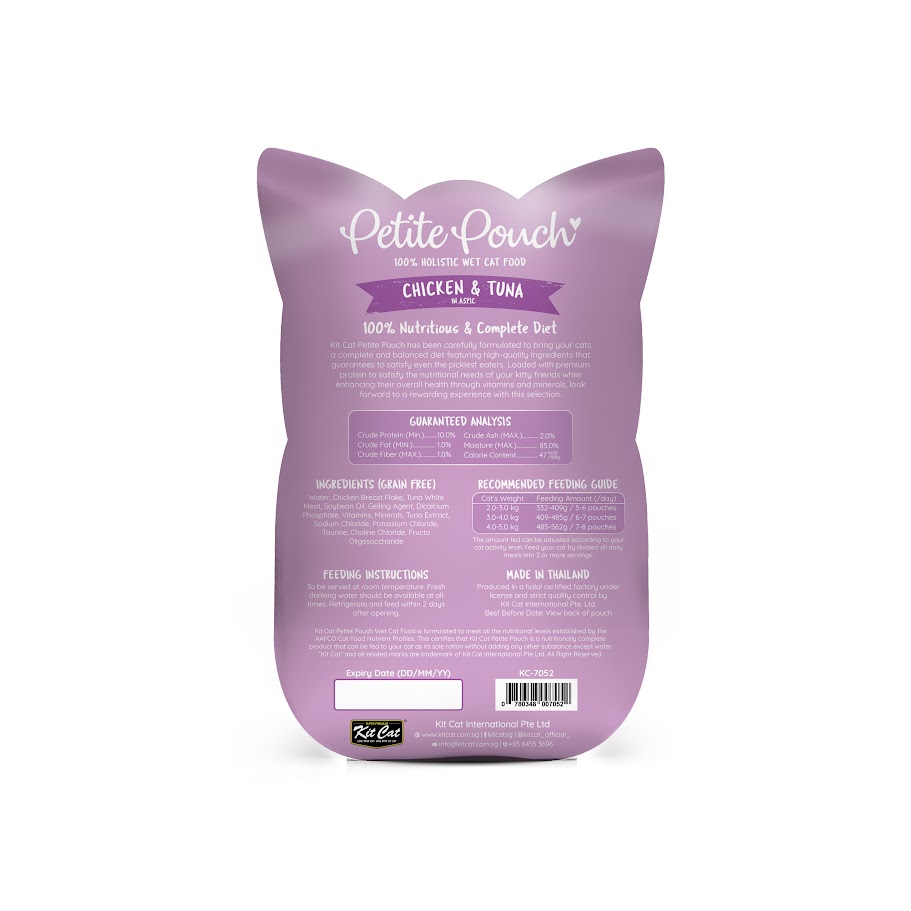Kit Cat 70g Petite Pouch Complete & Balanced Chicken & Tuna in Aspic Wet Cat Food image 2