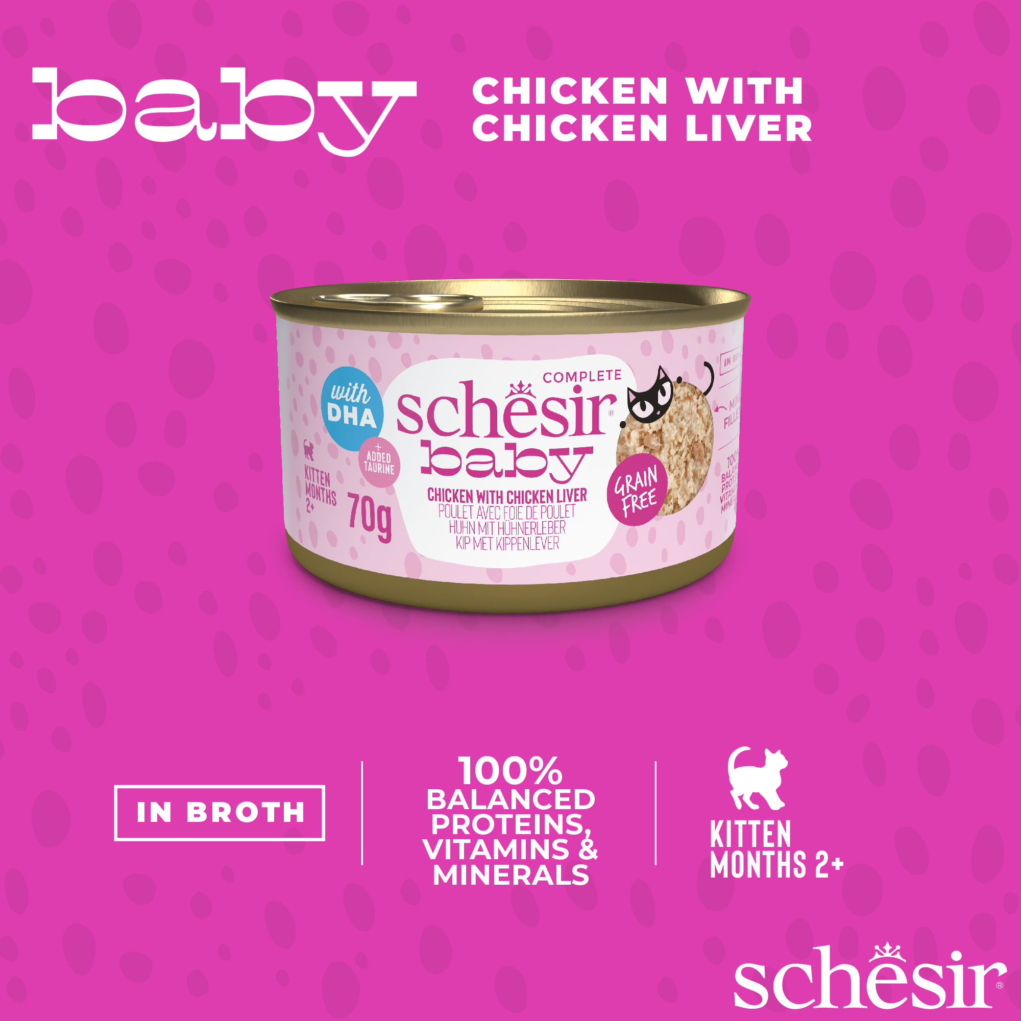 Schesir Cat 70g Baby Wholefood Chicken with Chicken Liver Wet Cat Food image 4