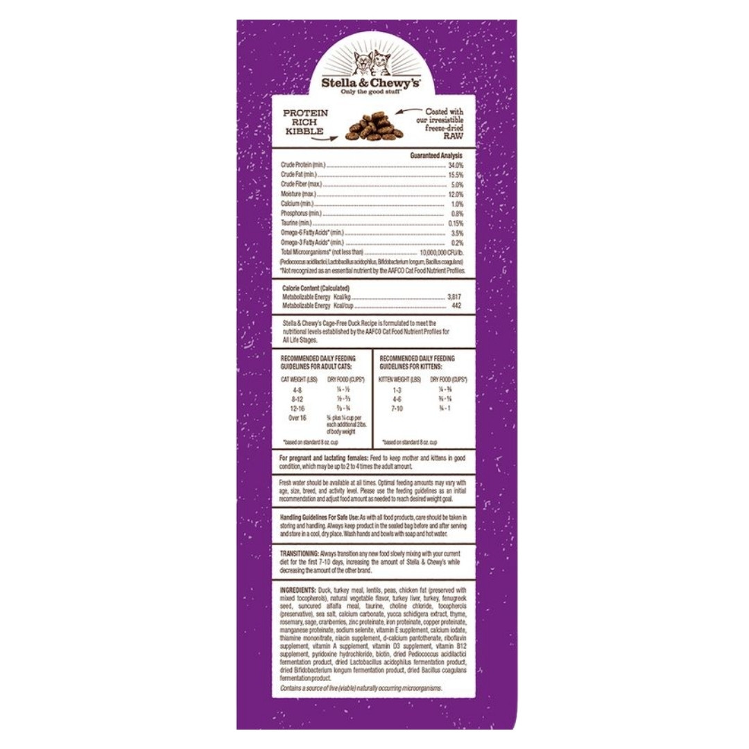 Stella & Chewy's Cat Raw Coated Kibbles 5lb (2.2kg) Cage Free Duck Recipe Dry Cat Food image 2