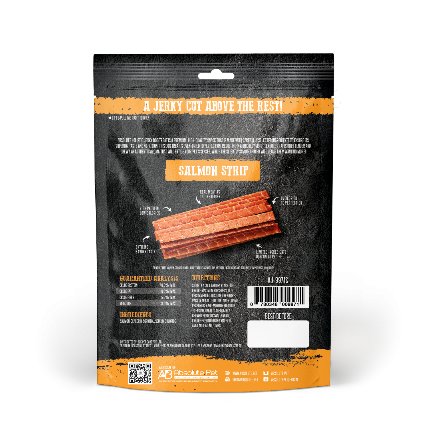 Absolute Holistic Dog 100g Jerky Salmon Strip Dog Treat (EXP: 25 Feb 2027) image 2