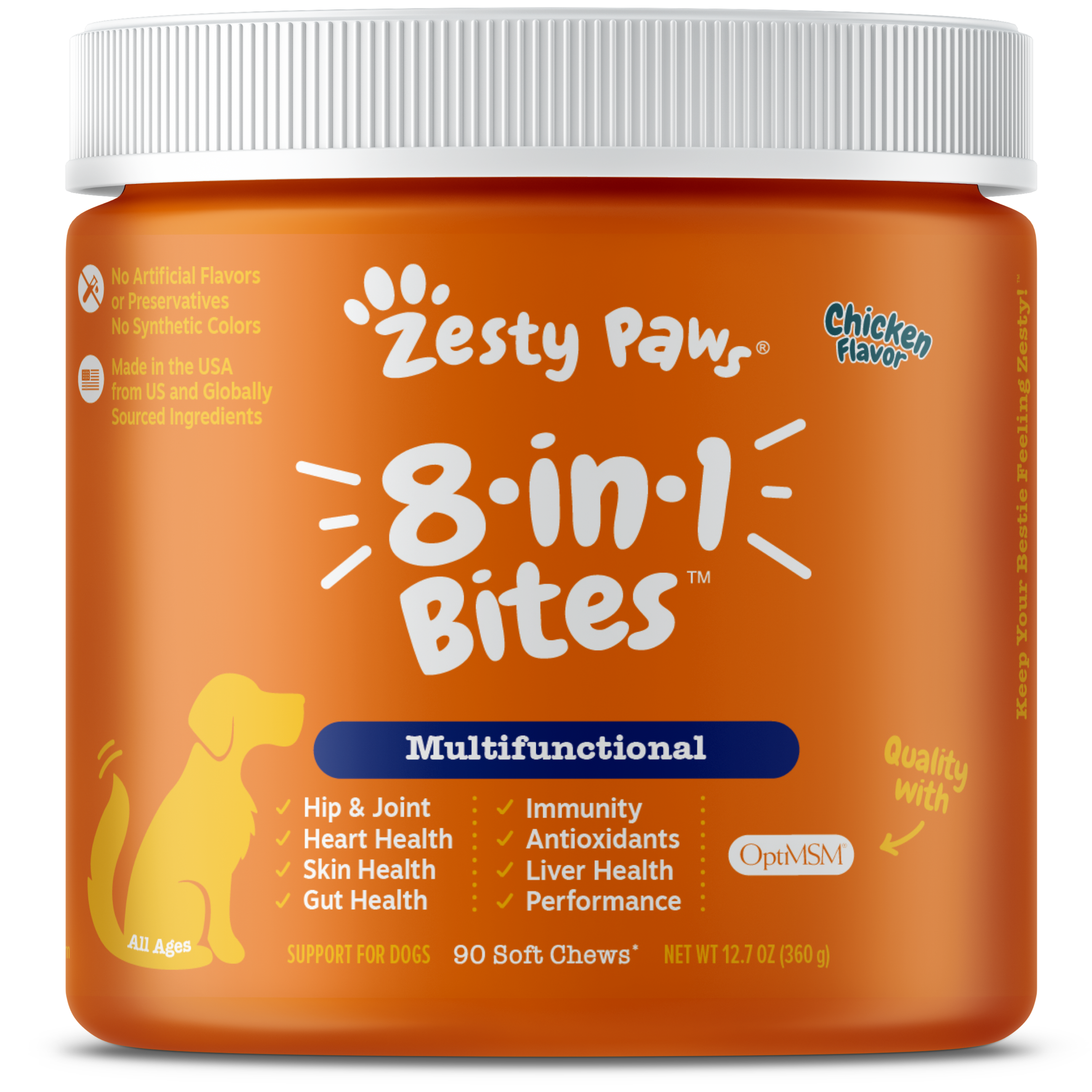 Zesty Paws 90ct 8-in-1 Multifunctional Bites Chicken Flavour Supplement for Dogs image 2