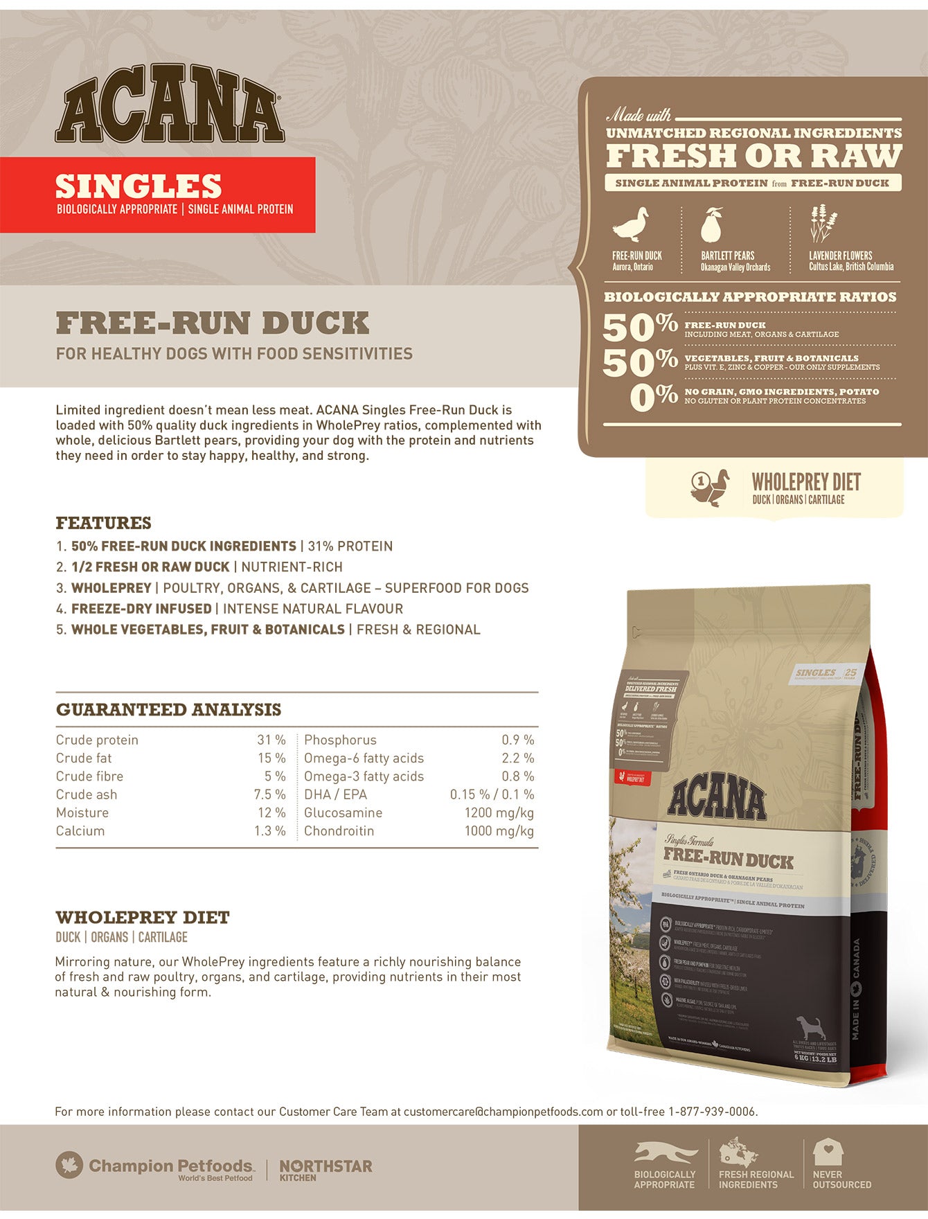 Acana Dog Singles 11.4kg Free-Run Duck Dry dog Food image 5
