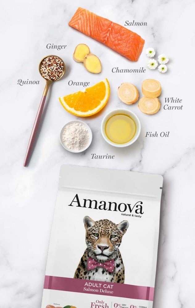 Amanova Cat 1.5kg Adult Salmon Deluxe Low Grain Dry Cat Food image 2