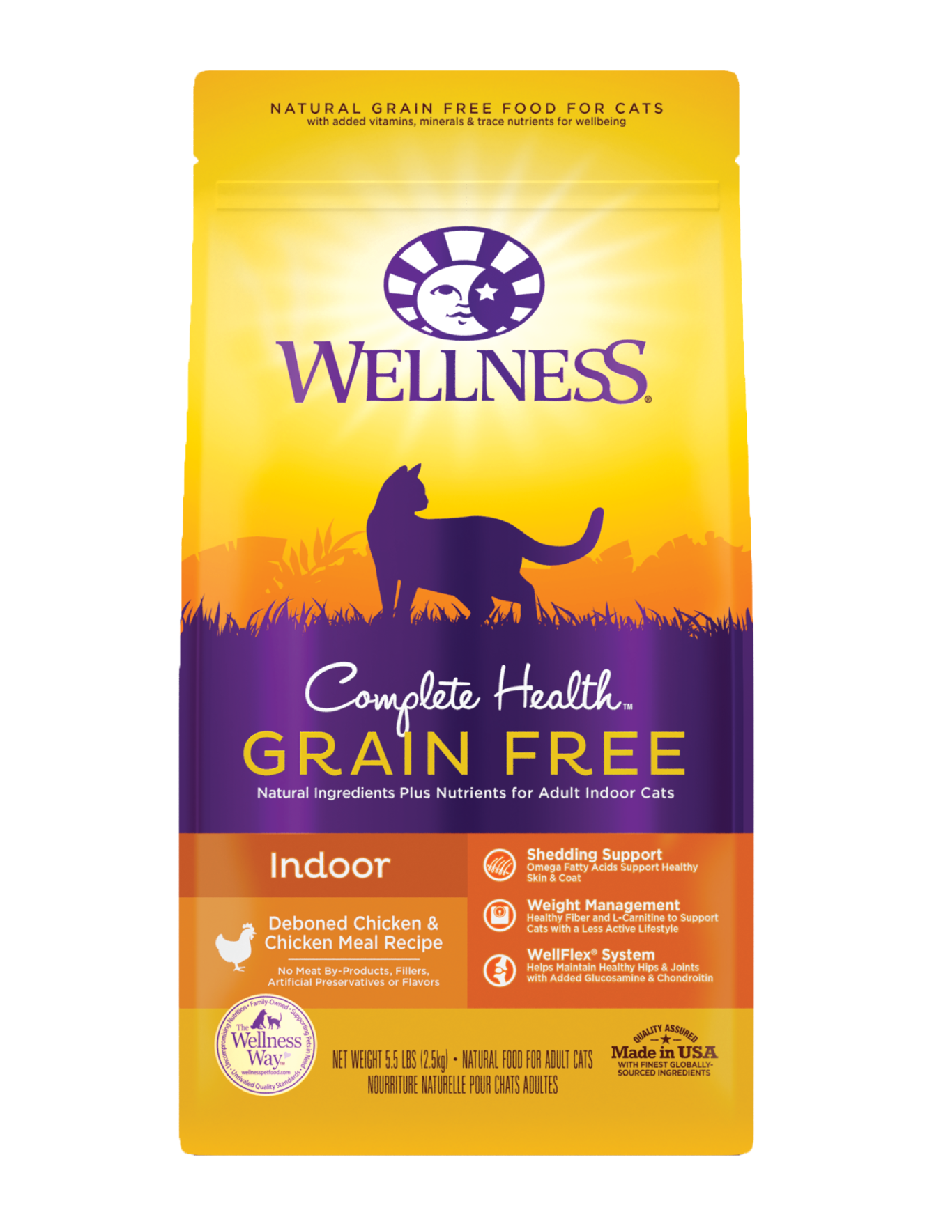 Wellness Cat 2.5kg (5.5lb) Complete Health Grain Free Indoor Deboned Chicken & Chicken Meal Dry Cat Food image 2