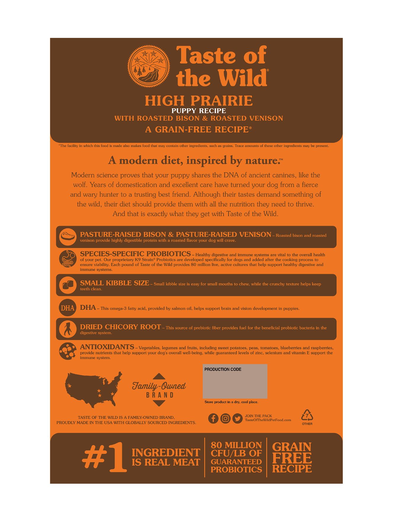 Taste of the Wild Dog 2kg High Prairie Recipe with Roasted Bison & Roasted Venison Puppy Dry Dog Food image 2