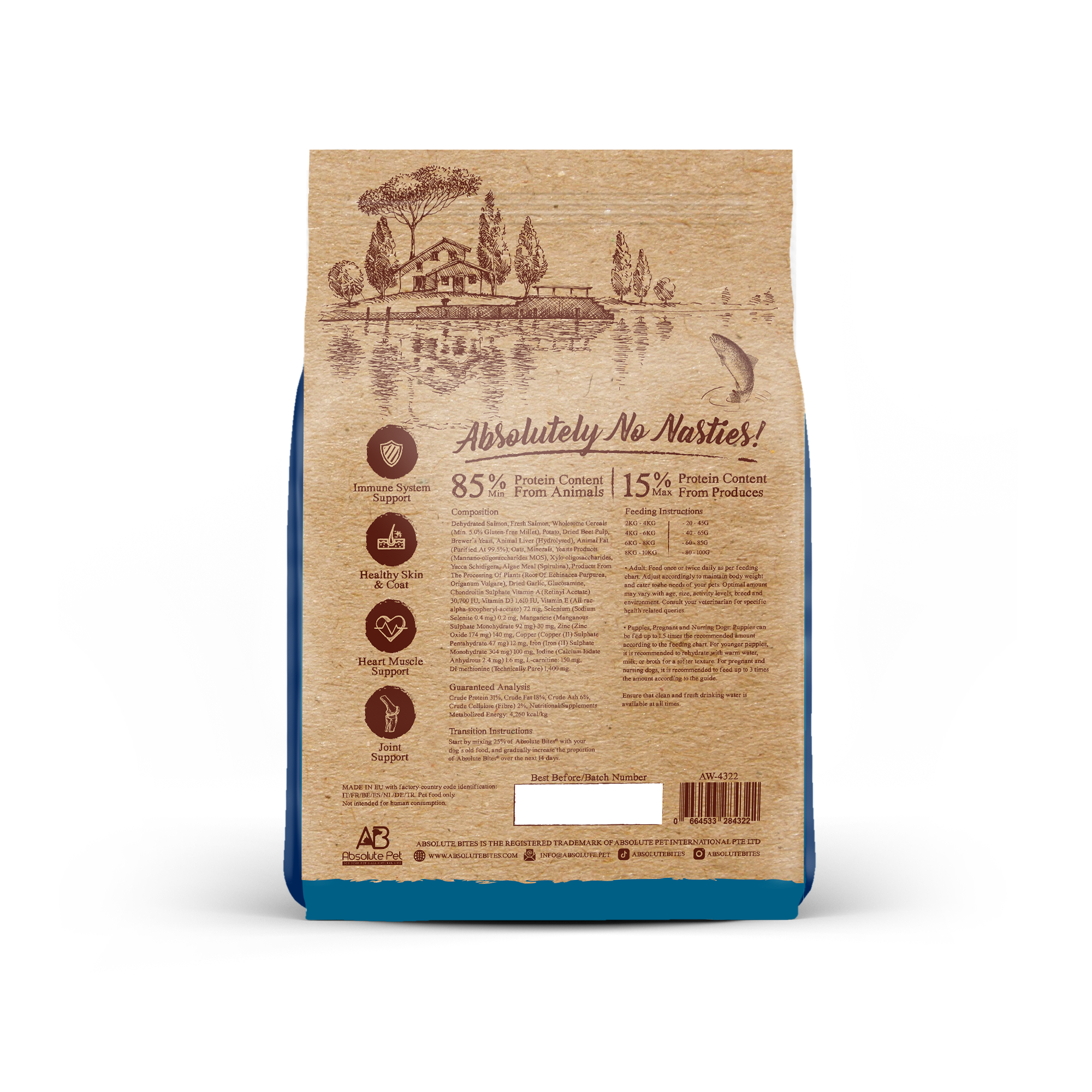 Absolute Bites Dog Wild Age 9.97kg Salmon & Potato Dry Dog Food (EXP: 10 Jan 2027) image 2