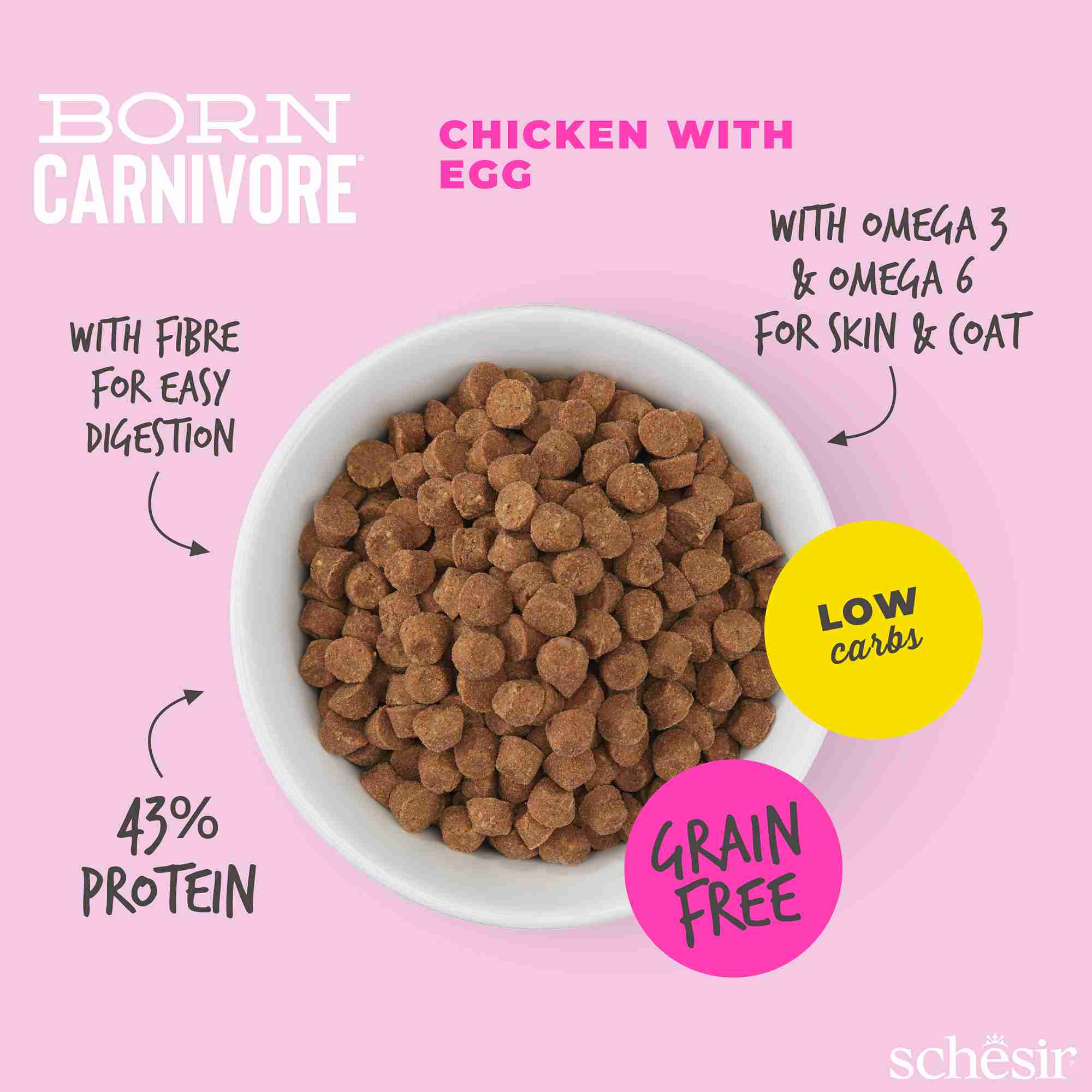 Schesir Cat 1.25kg Born Carnivore Chicken with Egg Baby Cat Baked Dry Recipe Dry Cat Food image 3