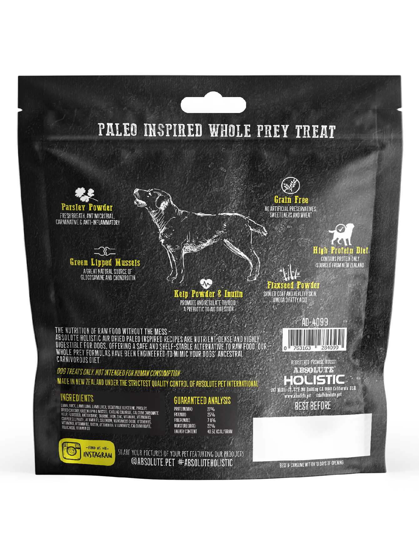 Absolute Holistic Air Dried 100g Dog Treat Lamb Confit image 2
