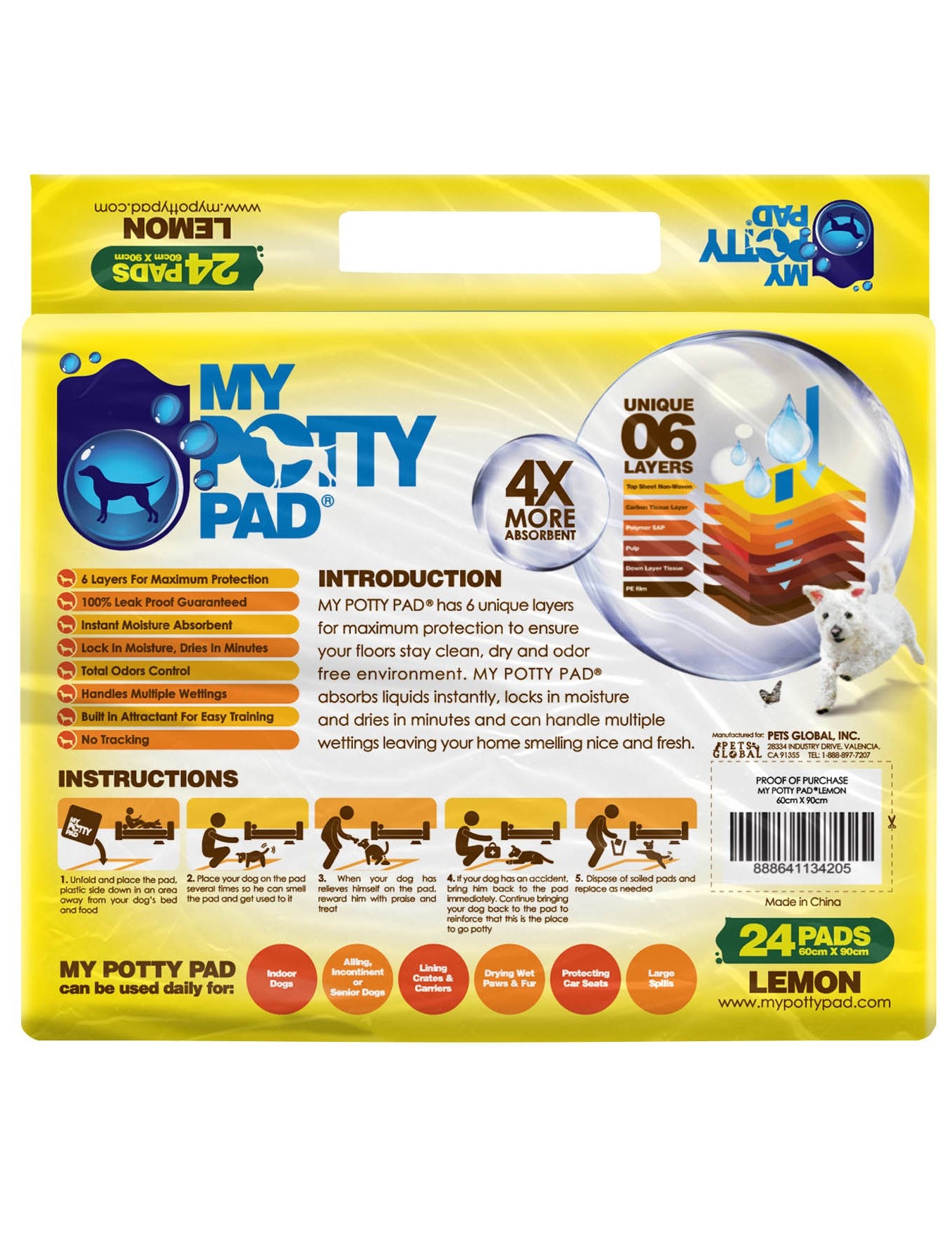 My Potty Pad Dog Pee Pad Lemon Large 24 pieces image 2