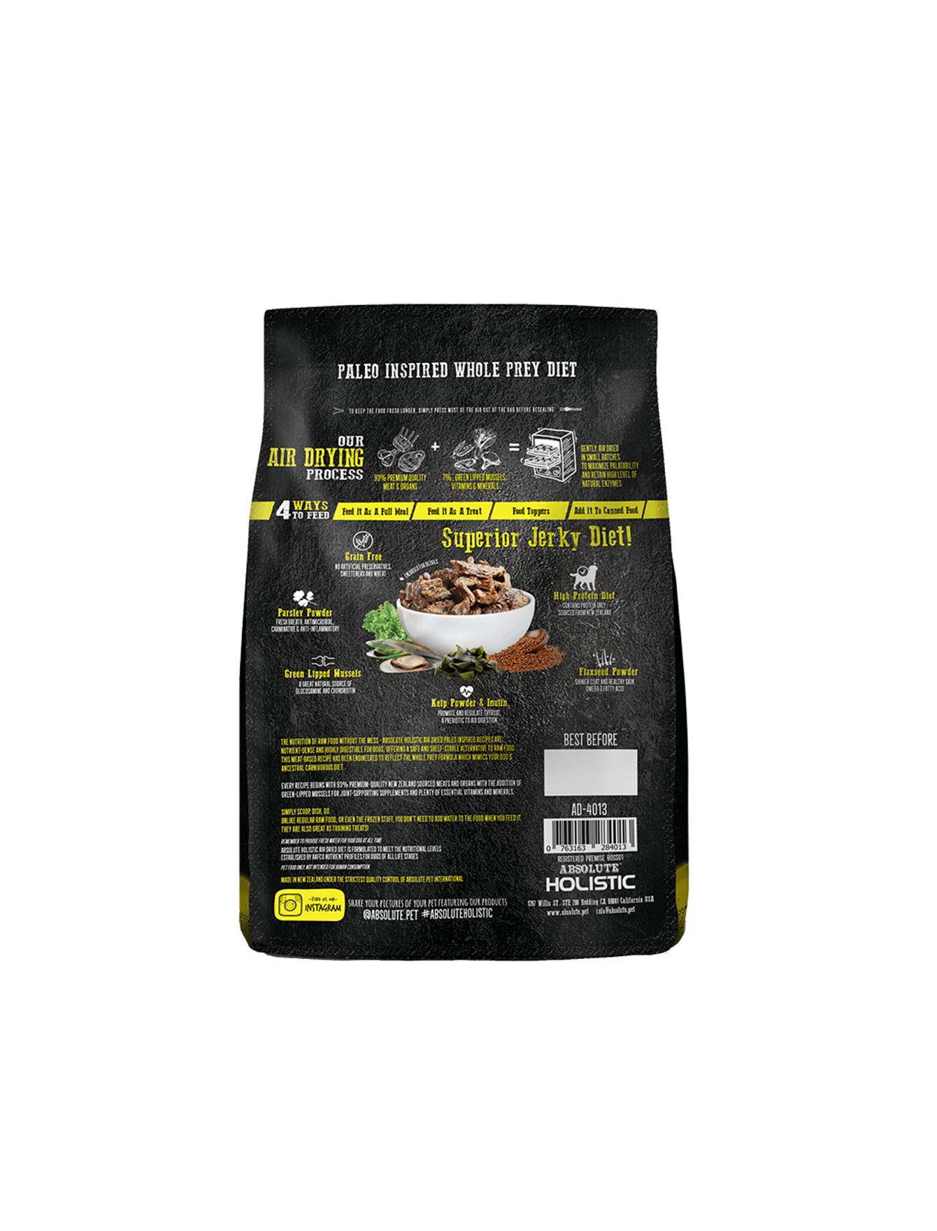 Absolute Holistic Dog 1kg Air Dried Lamb & Duck Dry Dog Food image 2