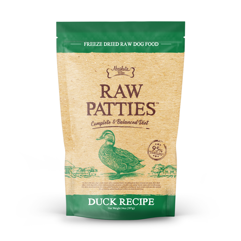 Absolute Bites Dog 14oz Freeze Dried Duck Recipe Raw Patties Dry Dog Food image 3
