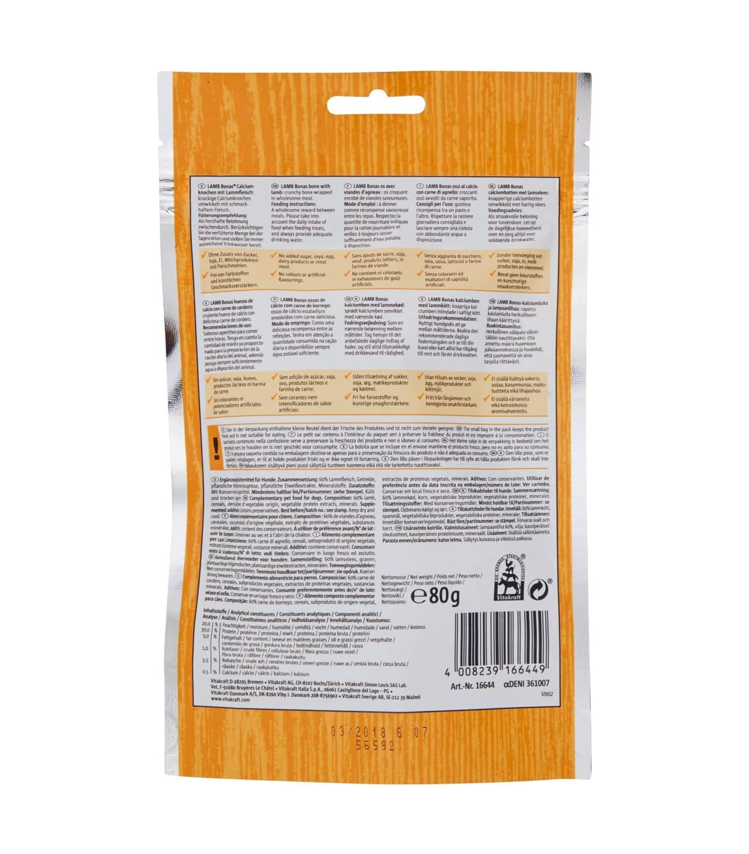 Vitakraft Dog 80g Lamb Bonas Dog Treats image 2