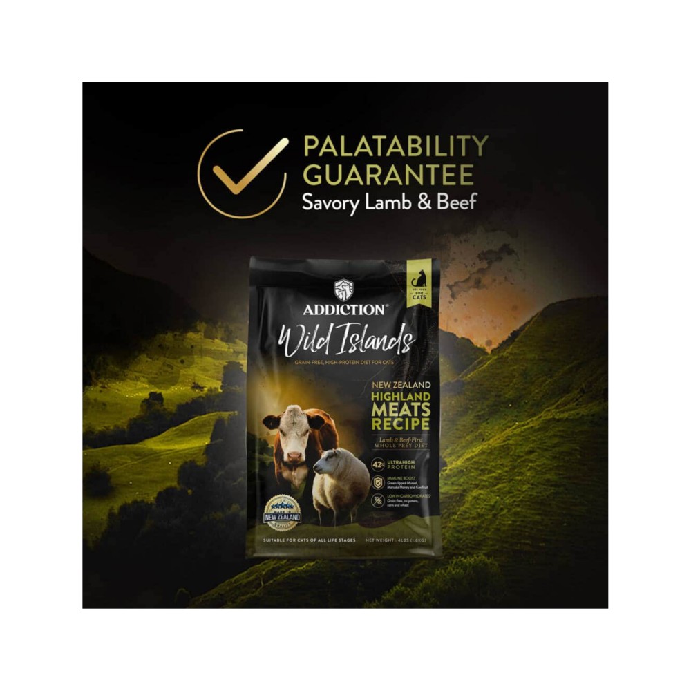 Addiction Cat 4.5kg Wild Islands Highland Meats Grain-Free Lamb & Beef Dry Cat Food image 2