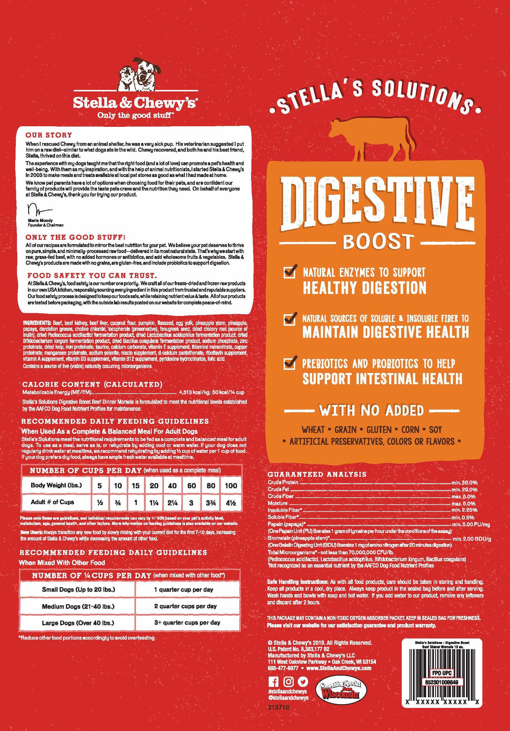 Stella & Chewy's Stella's Solutions Dinner Morsels 13oz (368g) Digestive Boost Freeze Dried Dog Food image 2