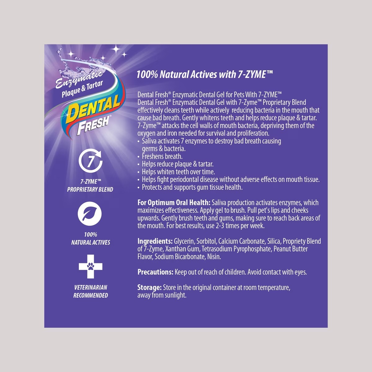 Dental Fresh Enzymatic Plaque & Tartar Dental Gel With Triflex Brush For Dogs & Cats 70g image 2