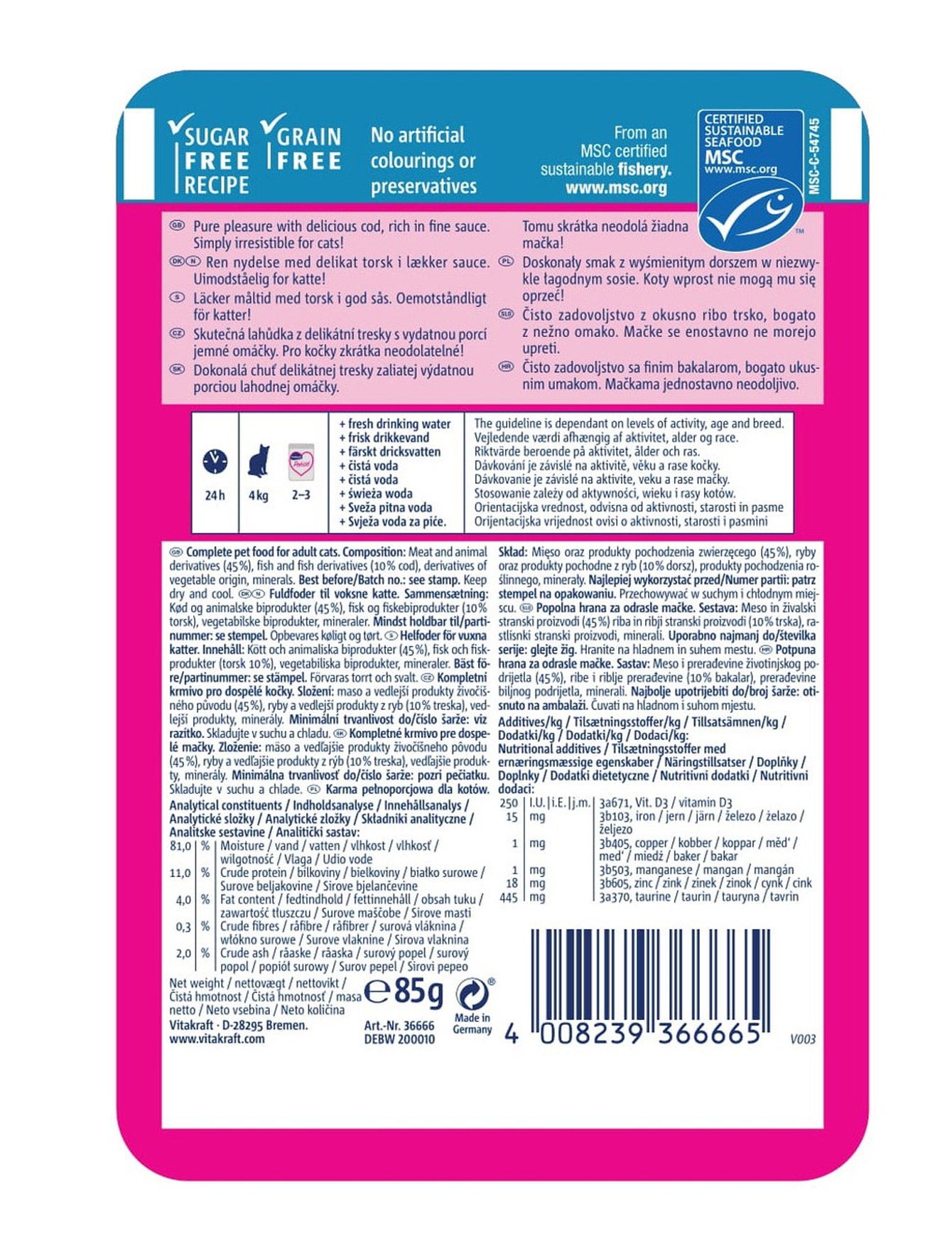 Vitakraft Cat 85g Poesie Deli Sauce Cod Wet Cat Pouch image 2