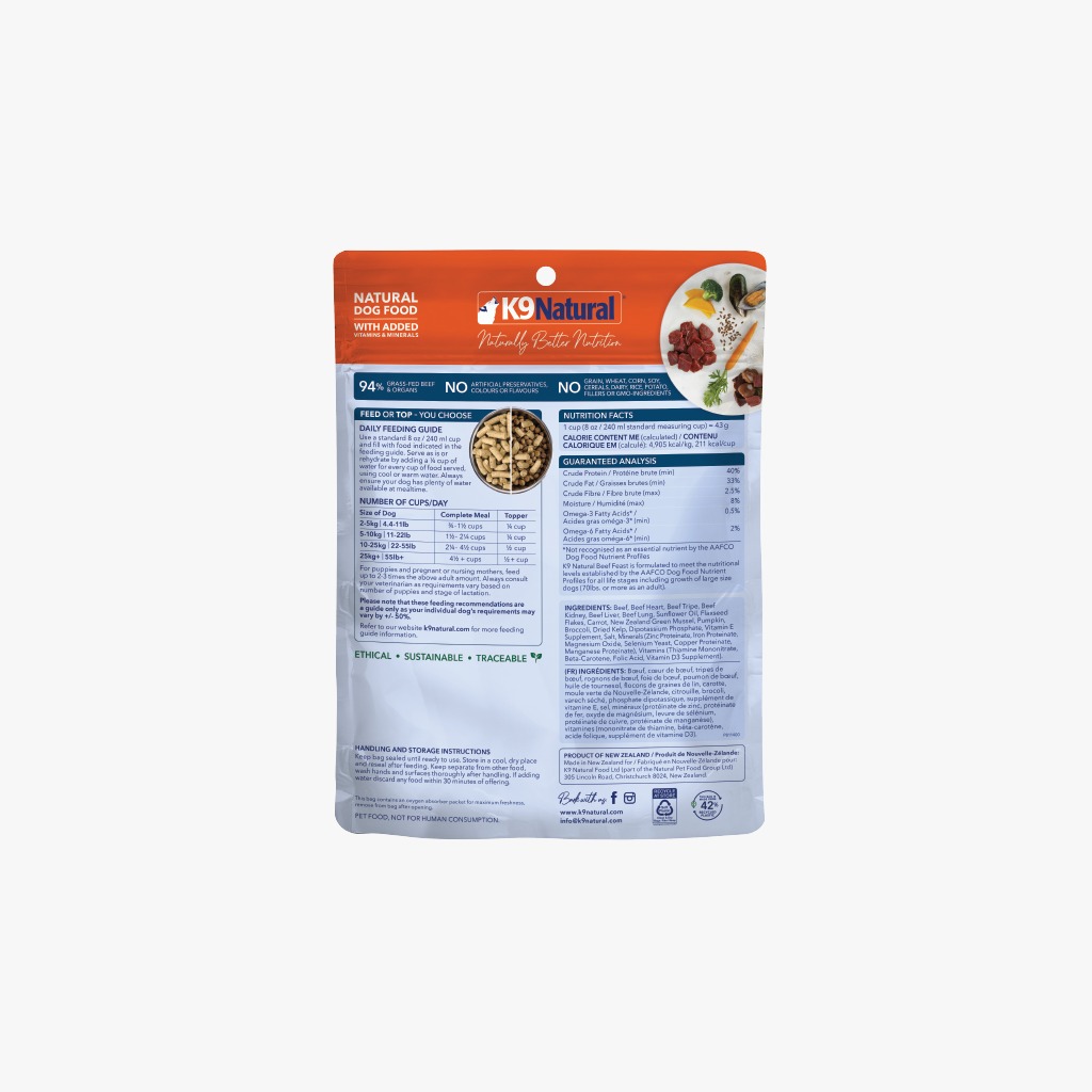 K9 Natural Dog Freeze Dried 100g Beef Feast Toppers Dry Dog Food image 4