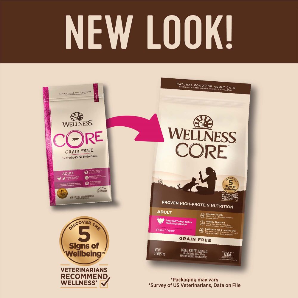 Wellness CORE Cat 2.3kg (5lb) Grain Free Adult Turkey, Turkey Meal & Duck Dry Cat Food image 3
