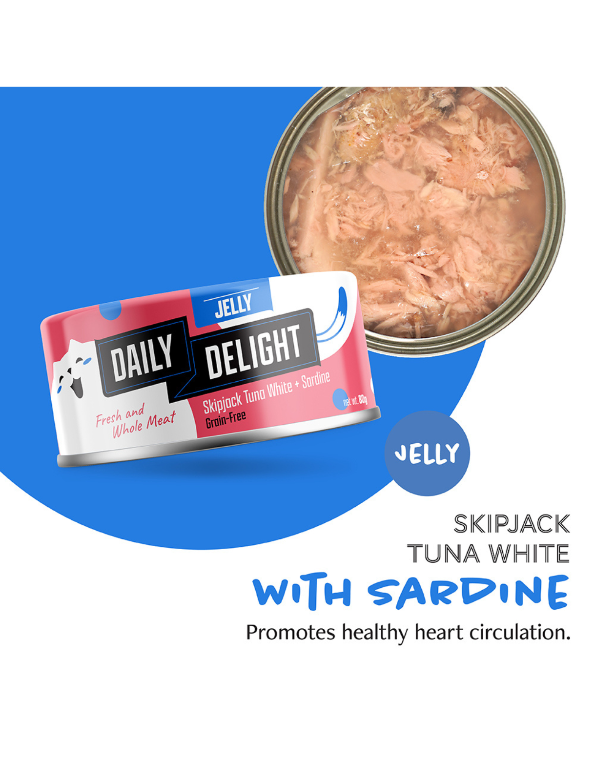 Daily Delight Cat Jelly 80g SkipJack Tuna White with Sardine Wet Cat Food image 2