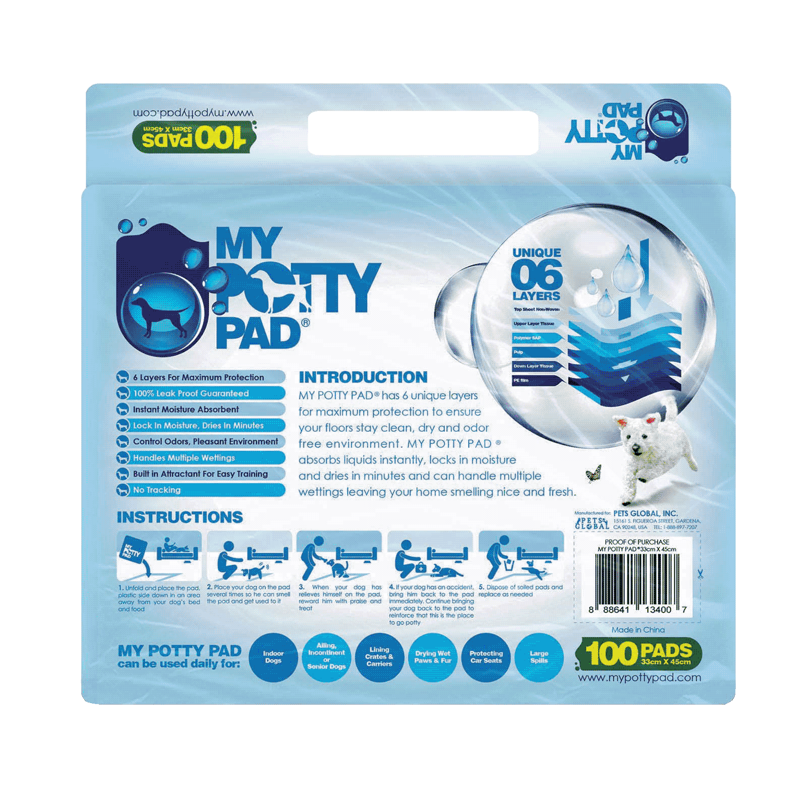 My Potty Pad Dog Pee Pad Original Medium 50 pieces image 2