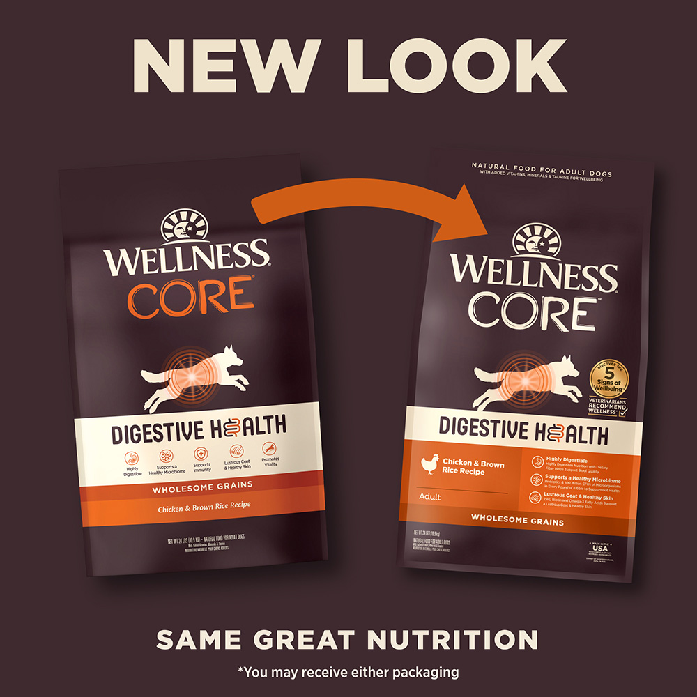 Wellness CORE Dog 1.8kg (4lb) Digestive Health Chicken & Brown Rice Recipe Dry Dog Food image 6