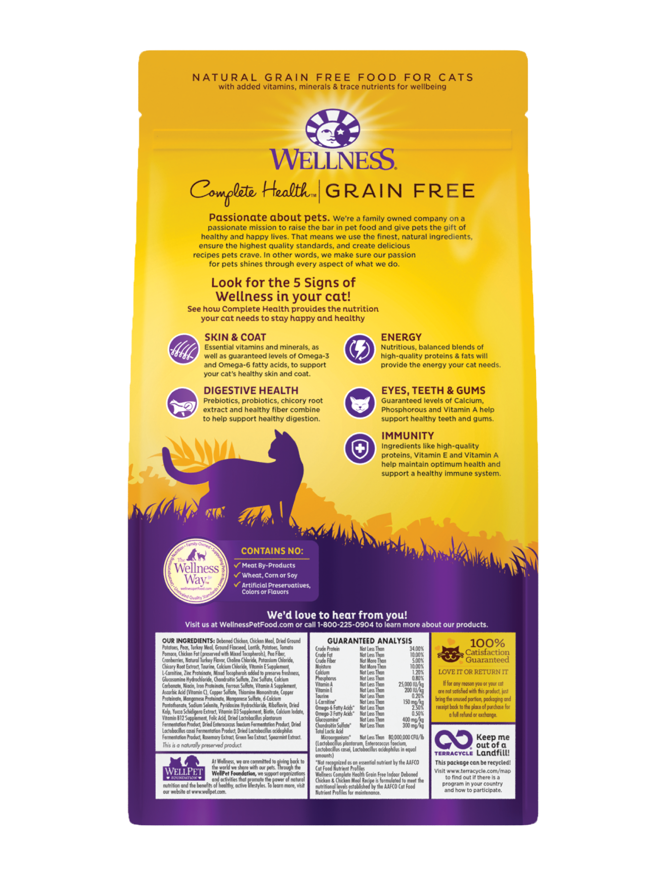 Wellness Cat 2.5kg (5.5lb) Complete Health Grain Free Indoor Deboned Chicken & Chicken Meal Dry Cat Food image 5