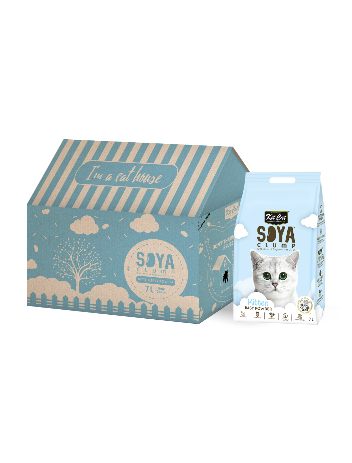 Kit Cat 7L Soya Clump Kitten Baby Powder Cat Litter image 3