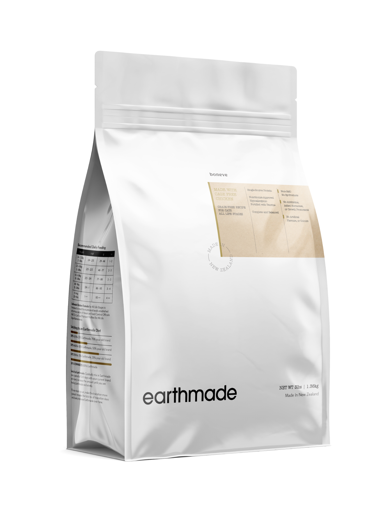 Boneve Earthmade Cat 3lbs (1.36kg) Cage Free Chicken Grain Free Dry Cat Food image 2