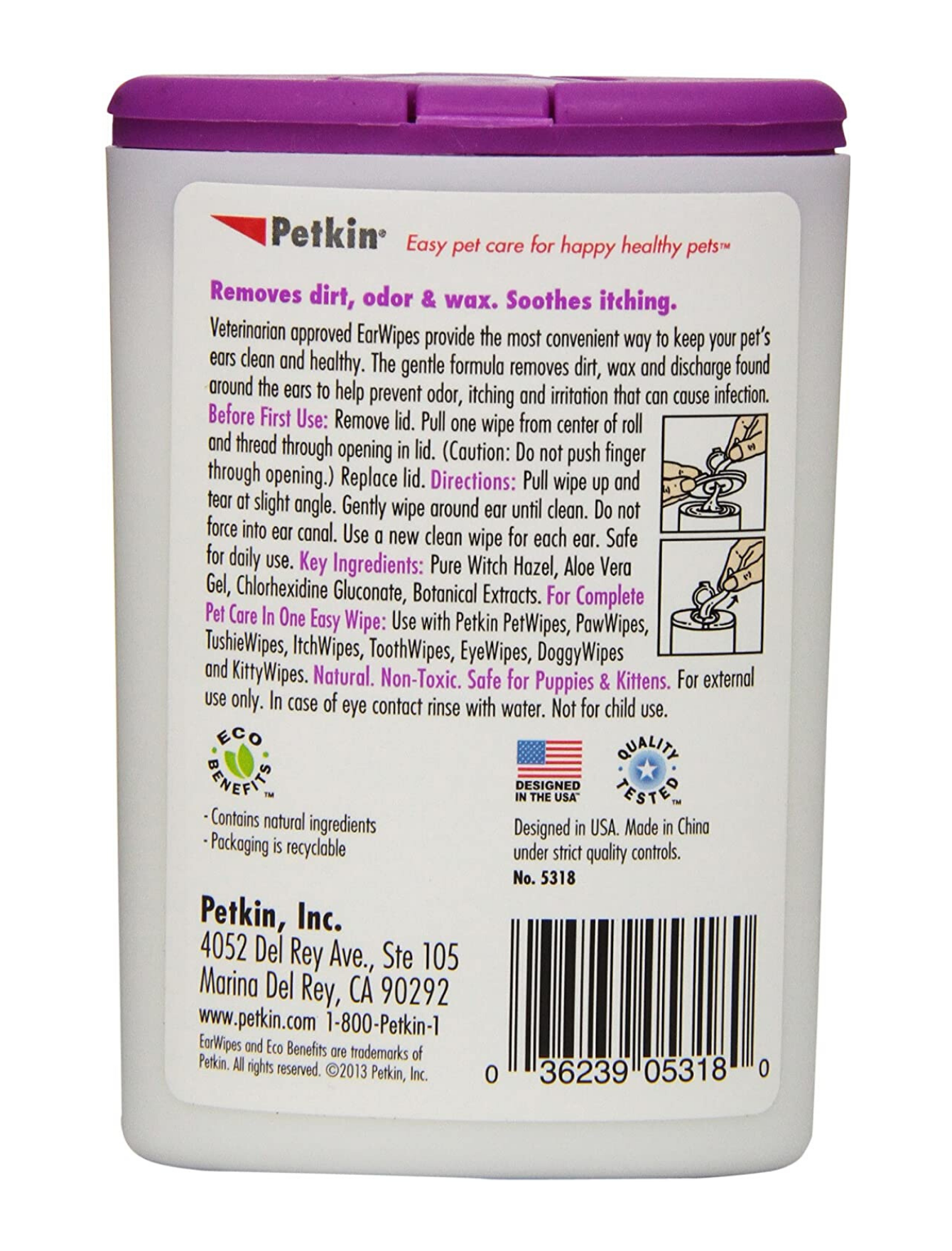 Petkin Ear Wipes For Pet 30ct 118ml image 3