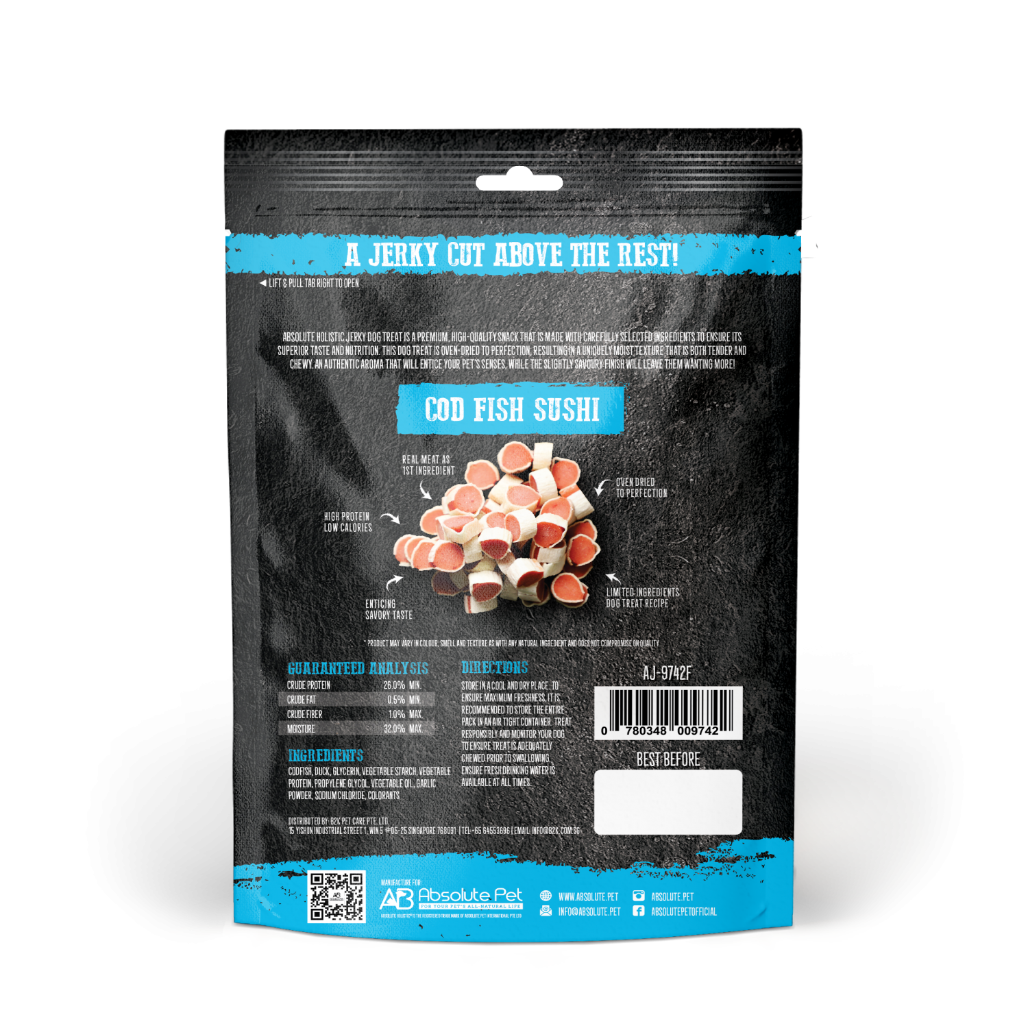 Absolute Holistic Dog 100g Jerky Cod Fish Sushi Dog Treat (EXP: 25 Feb 2027) image 3