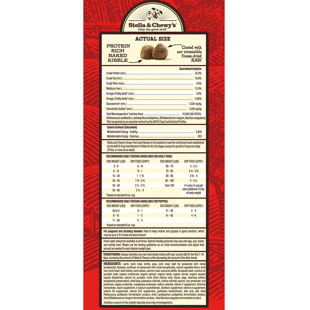 Stella & Chewy's Raw Coated Kibble 22lb (10kg) Lamb Dry Dog Food image 2