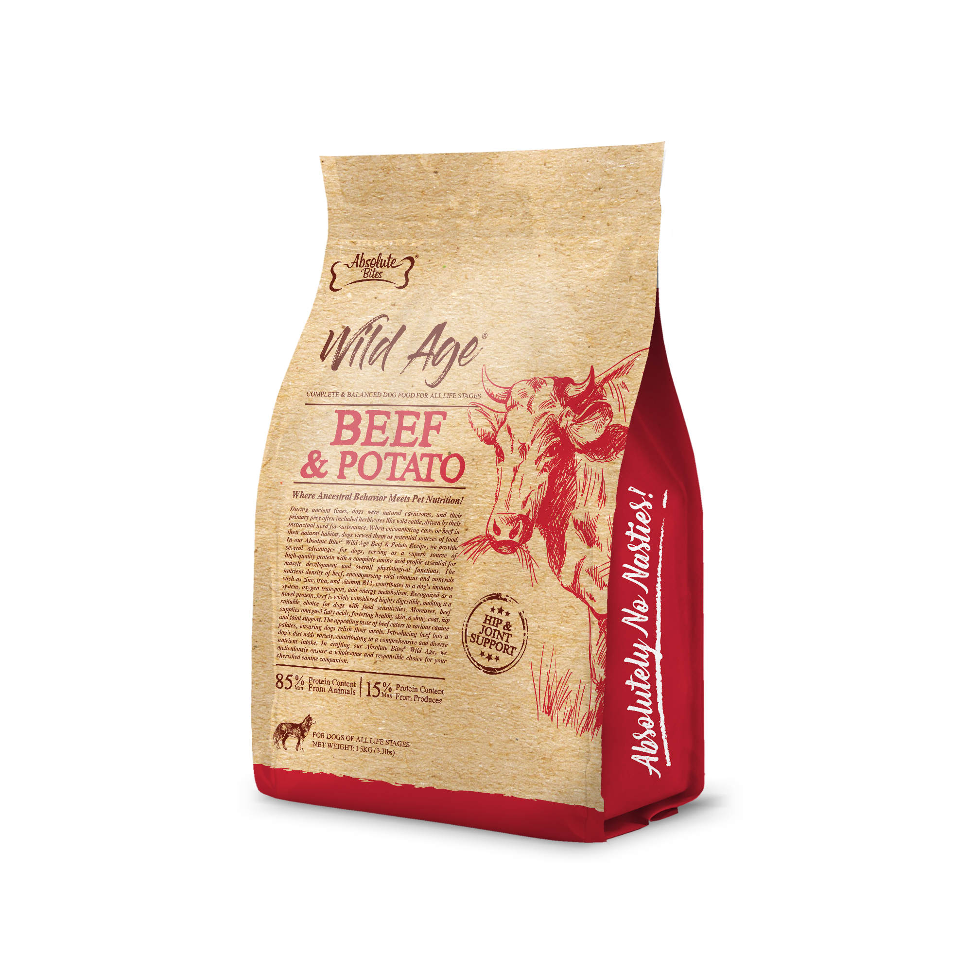 Absolute Bites Dog Wild Age 1.5kg Beef & Potato Dry Dog Food image 3