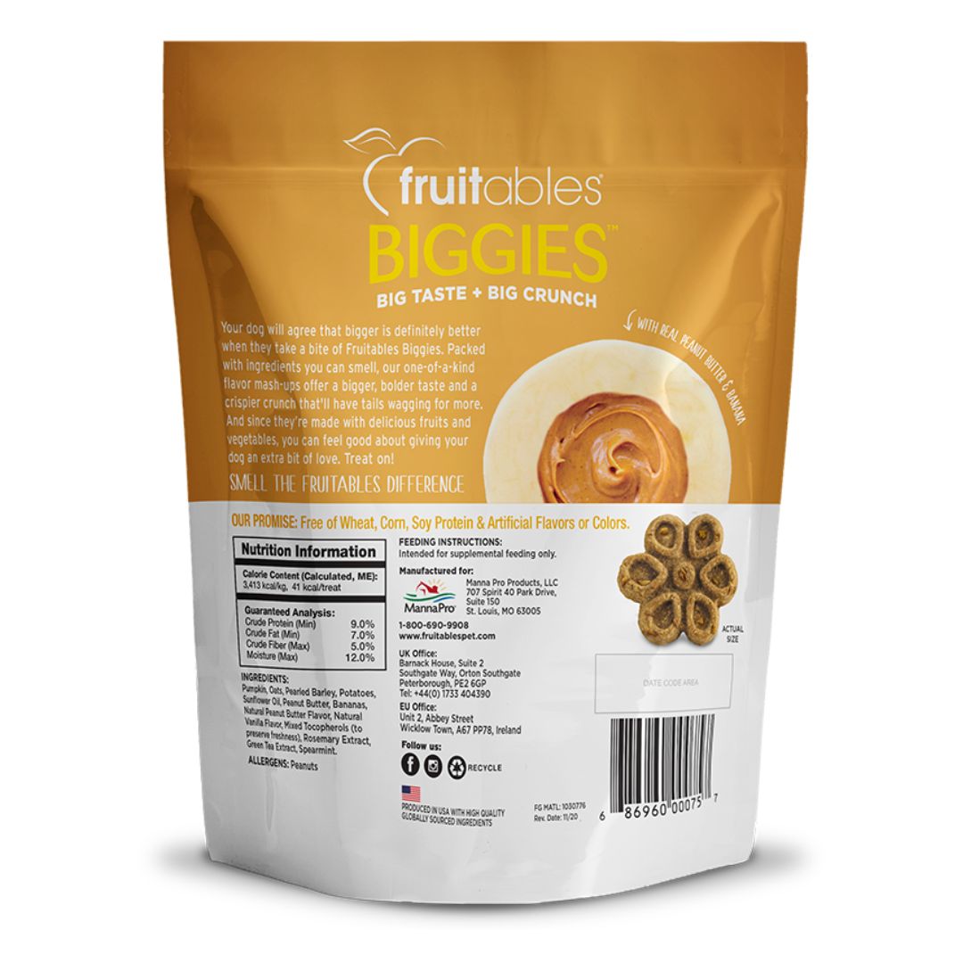 Fruitables Dog 16oz Biggies Peanut Butter & Banana Dog Treats image 2