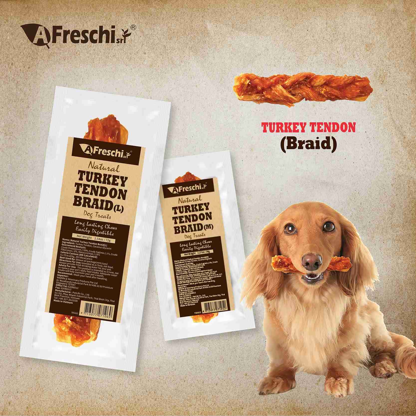 AFreschi Dog 120g Turkey Tendon & Salmon Chip Dog Treats image 6