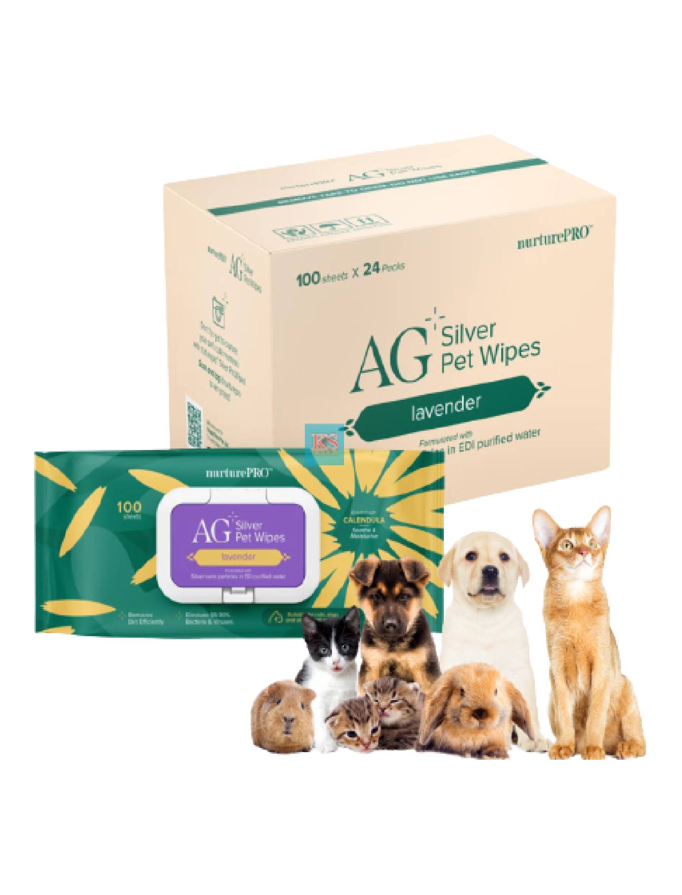 Nurture Pro AG+ Silver Pet Wipes 100 Sheets Lavender image 5