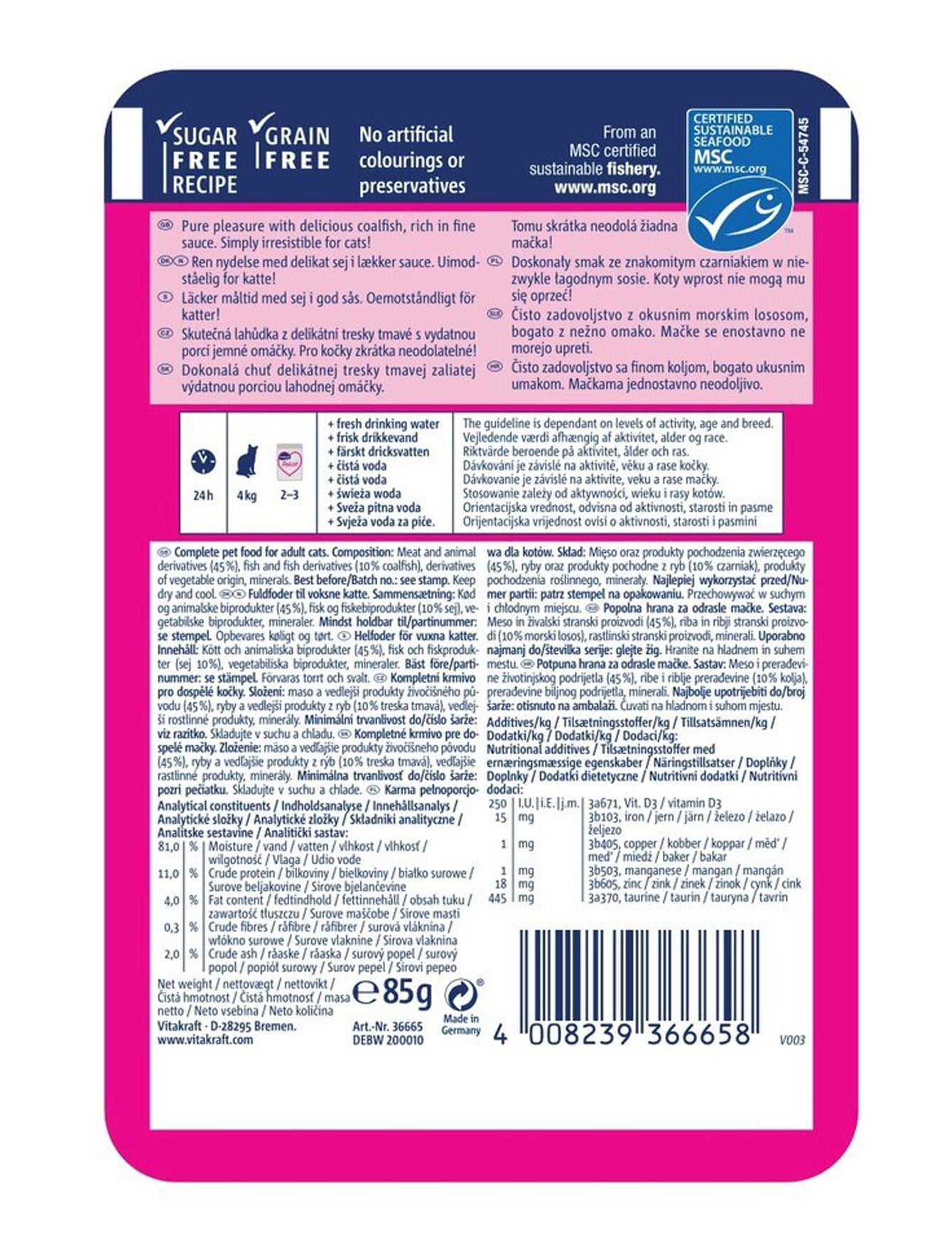 Vitakraft Cat 85g Poesie Deli Sauce Coalfish Wet Cat Pouch image 2