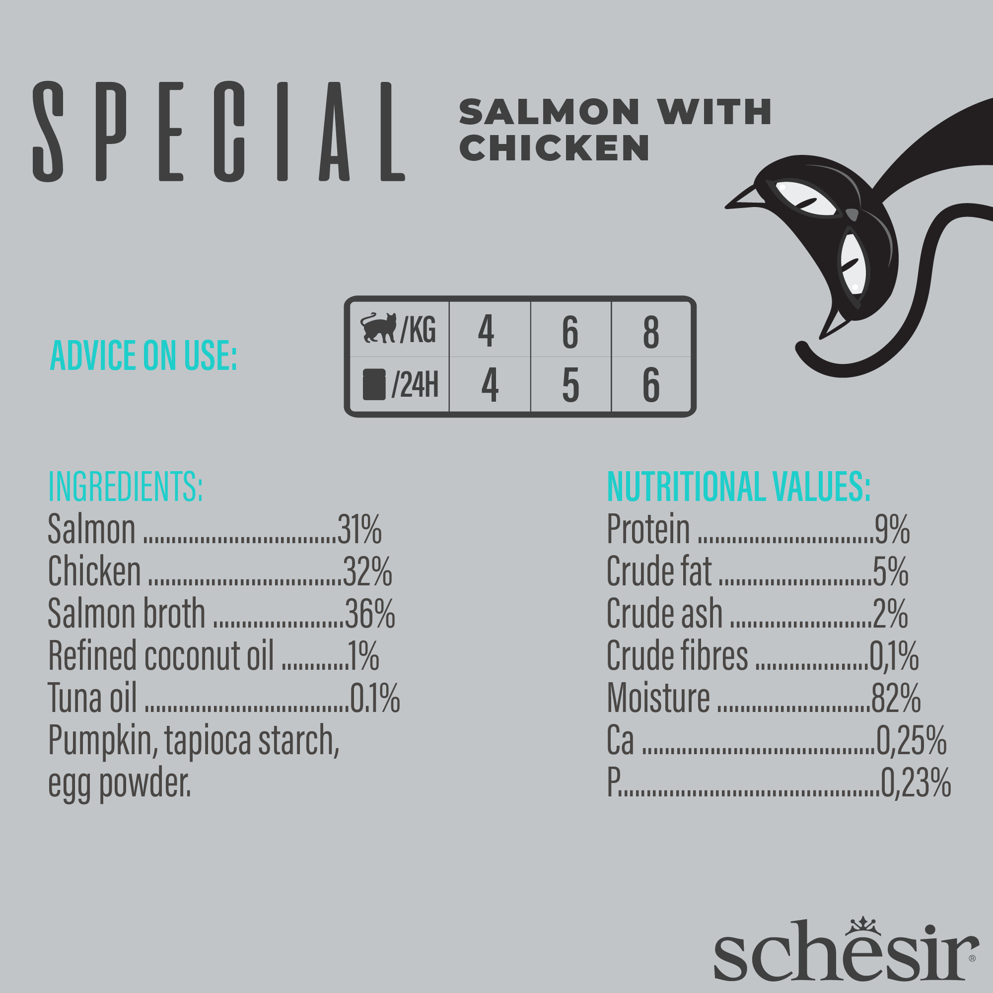Schesir Cat Special Mousse 70g Skin & Coat Salmon with Chicken Pouch Wet Cat Food image 2