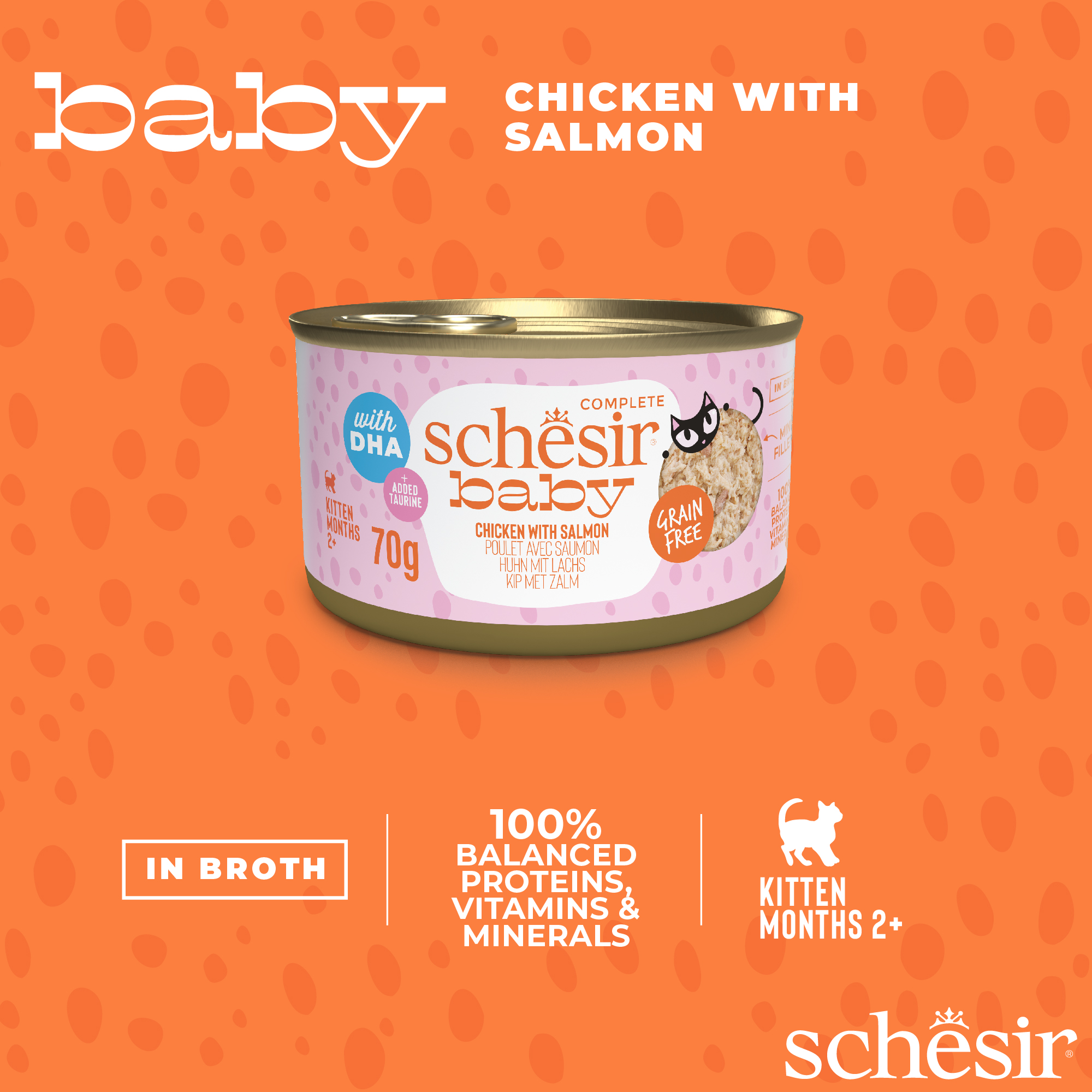 Schesir Cat 70g Baby Wholefood Chicken with Salmon Wet Cat Food image 4