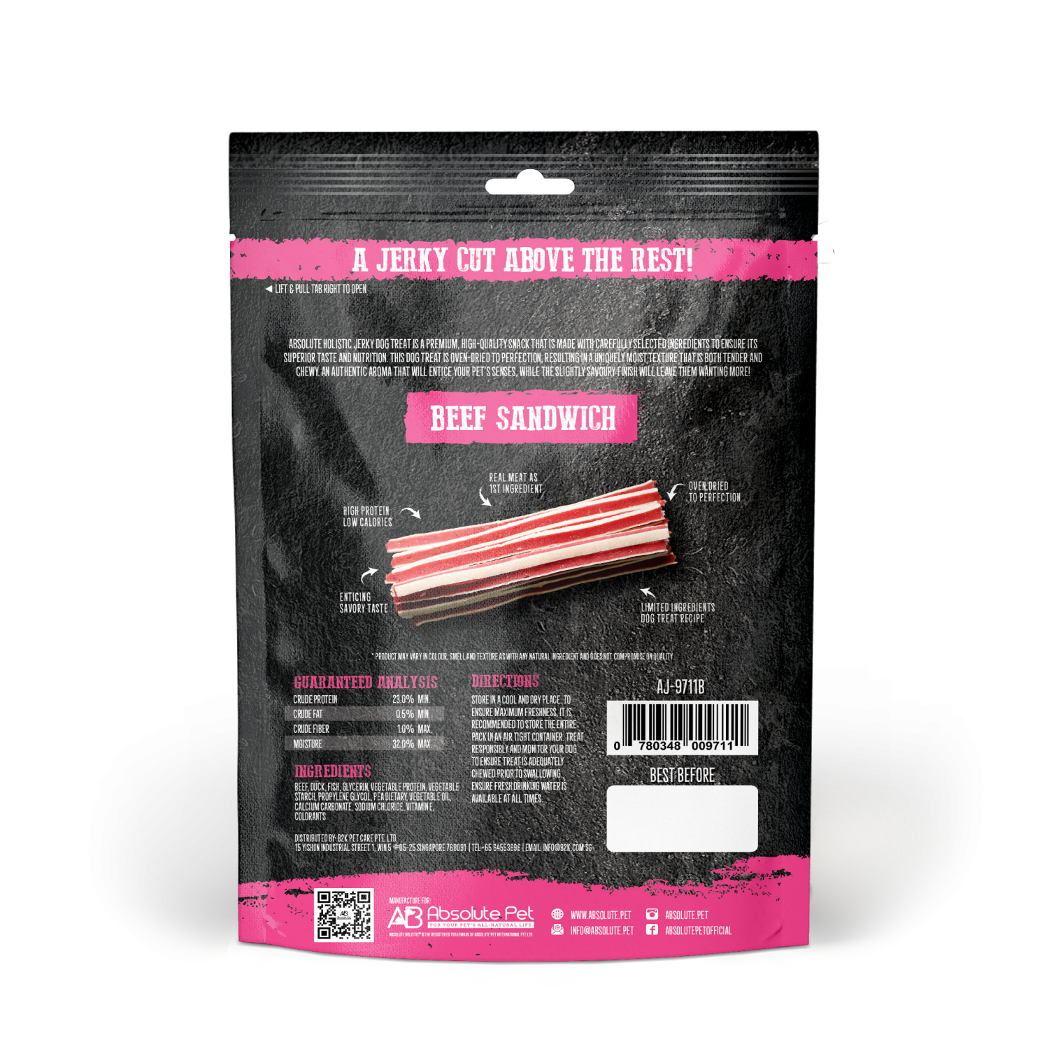 Absolute Holistic Dog 100g Jerky Beef Sandwich Dog Treat image 3