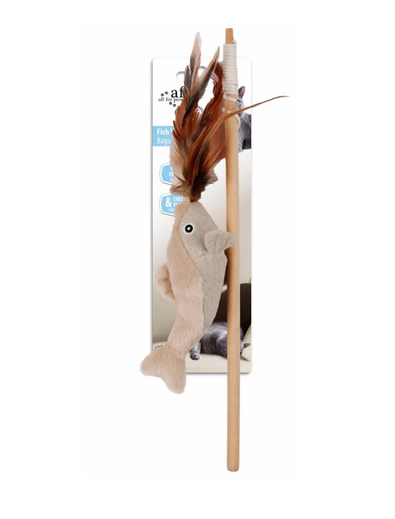 AFP Classic Comfort Fish Wand Cat Toy White image 3