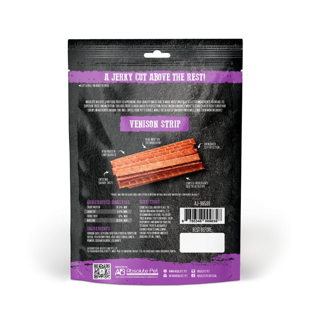 Absolute Holistic Dog 100g Jerky Venison Strip Dog Treat image 2