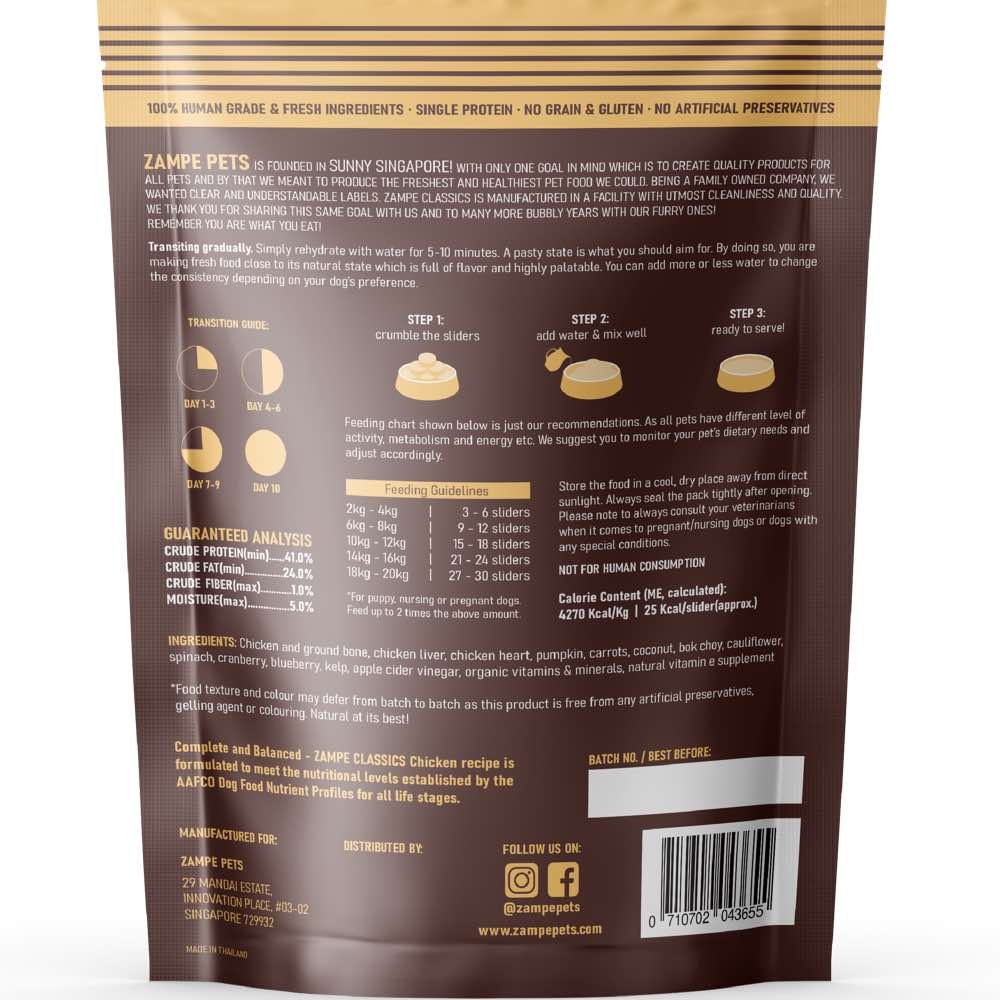 Zampe Dog 400g Freeze Dried Raw Chicken Slider Raw Dog Food image 2