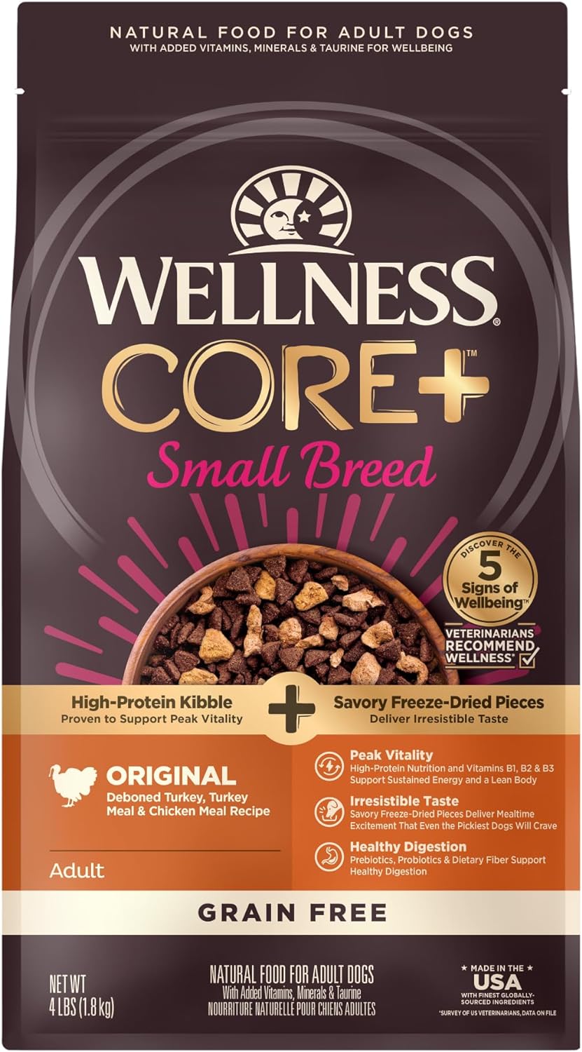 Wellness CORE+ (Formerly RawRev) Dog 1.8kg (4lb) Small Breed Original Turkey Grain Free Dry Dog Food image 5