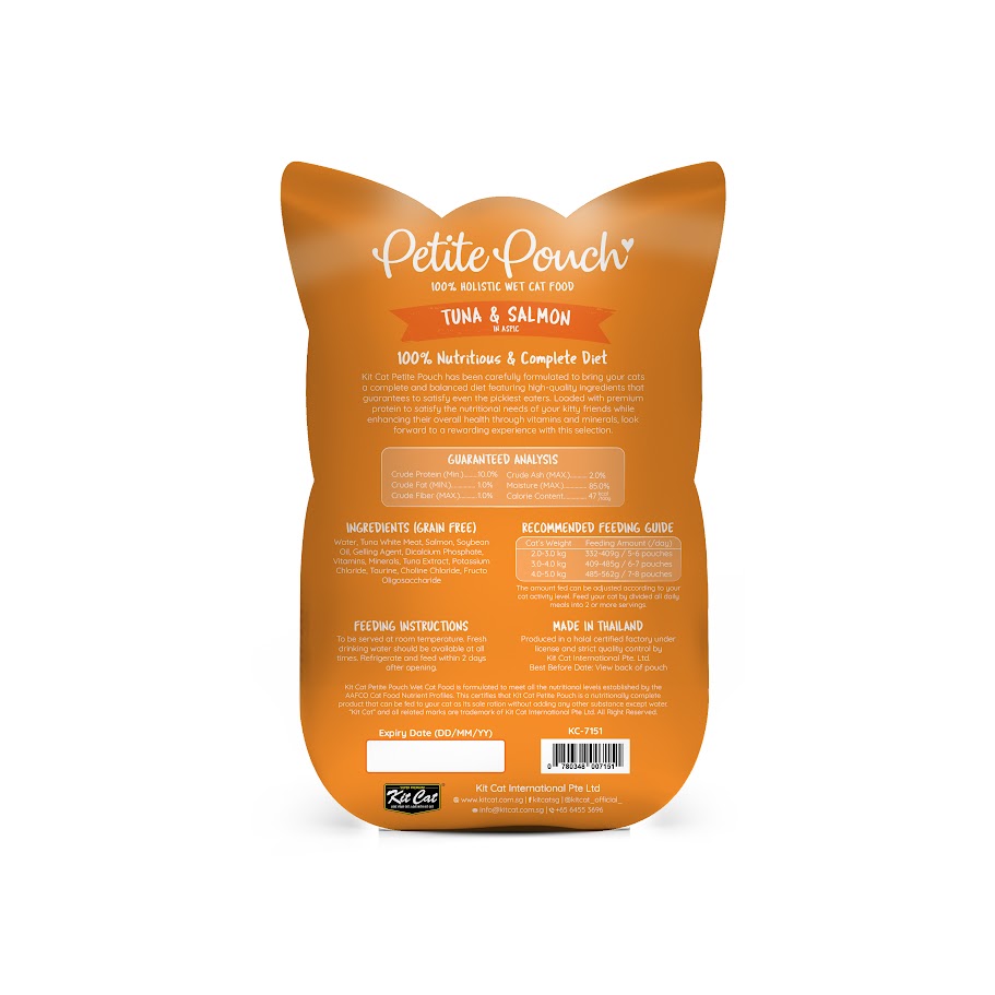 Kit Cat 70g Petite Pouch Complete & Balanced Tuna & Salmon in Aspic Wet Cat Food image 2