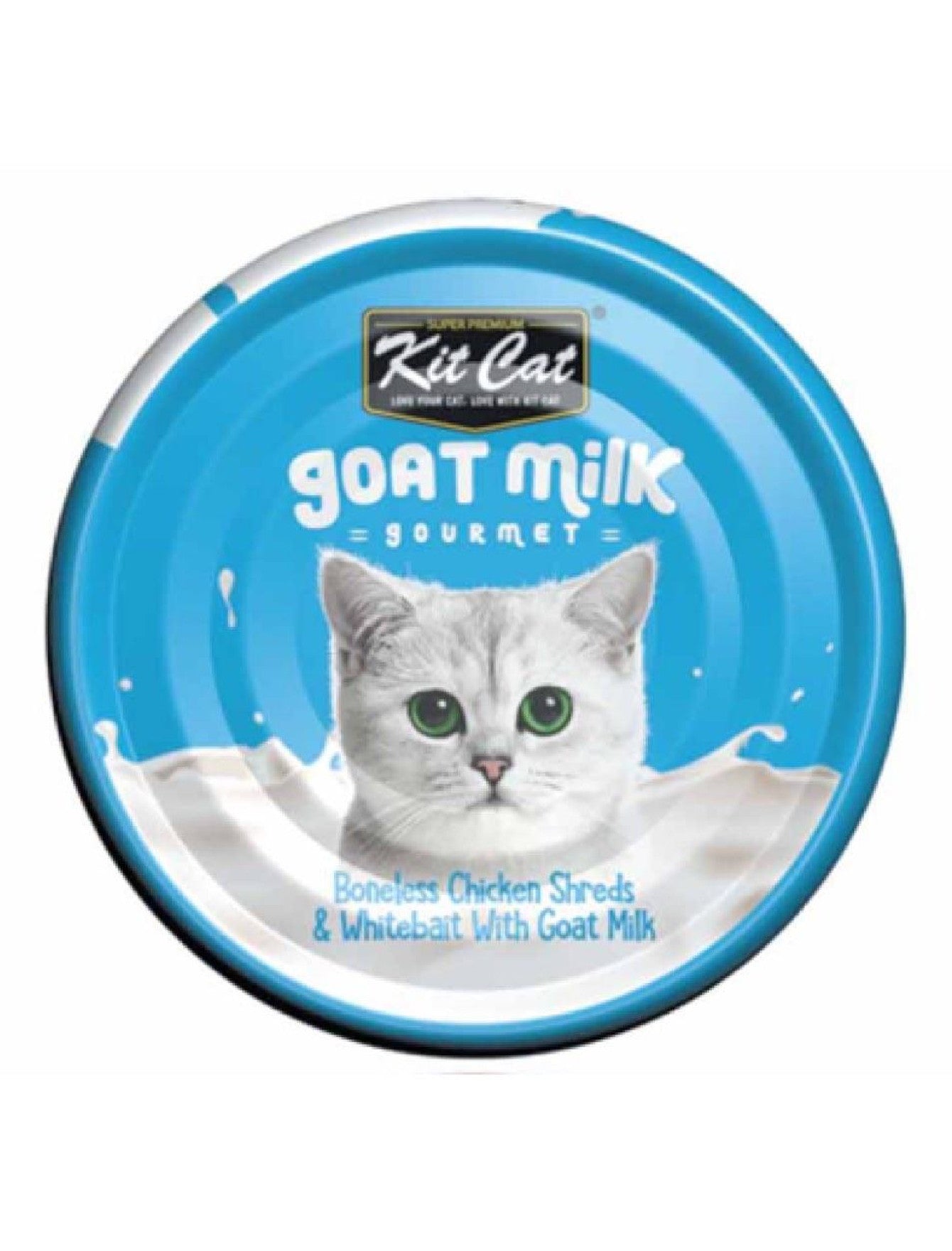 Kit Cat 70g Goat Milk Gourmet Boneless Chicken Shreds & Whitebait With Goat Milk Wet Cat Food image 2